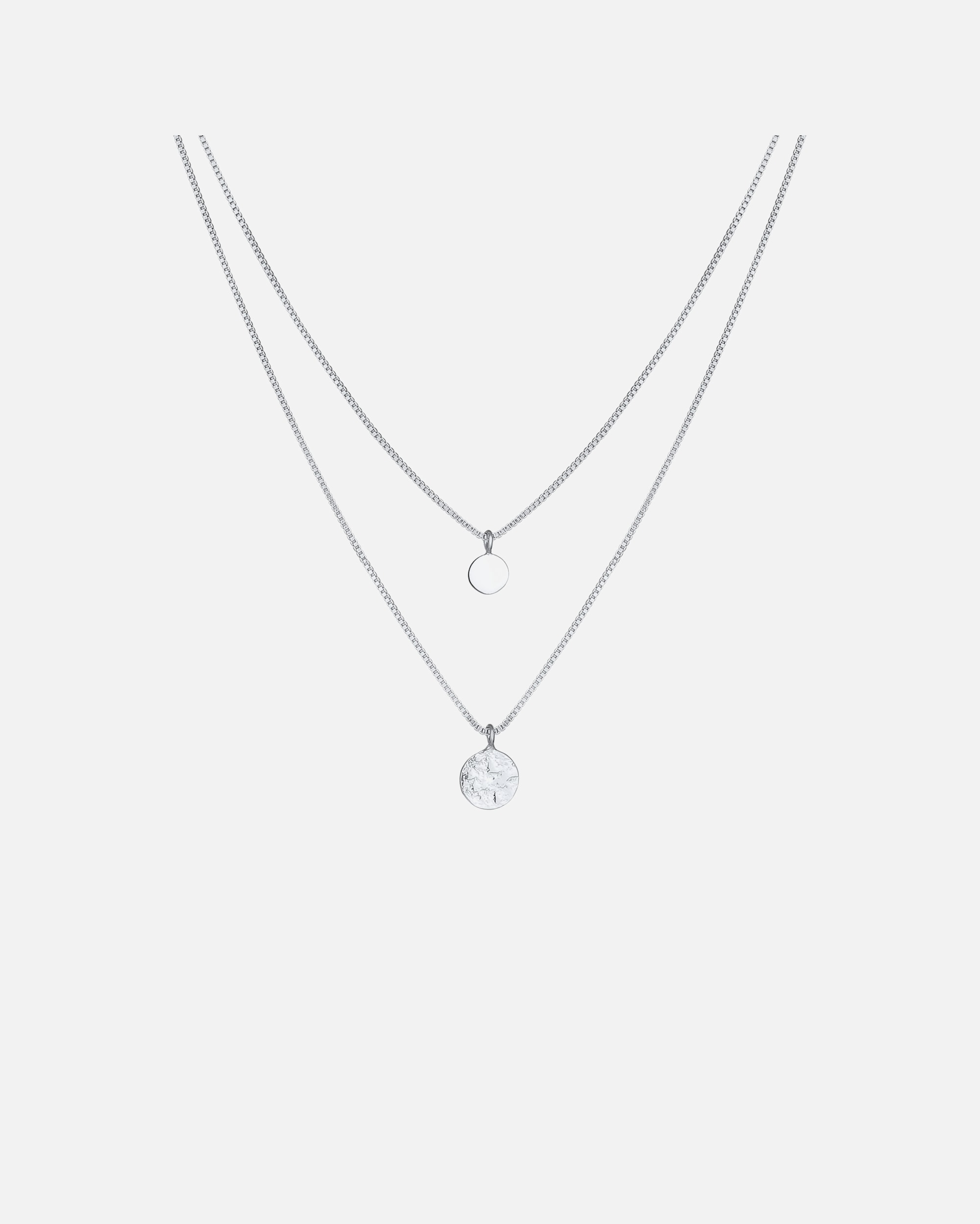 Naszyjnik dla Kobieta Elli Damska zawieszka płytkowa warstwowy Basic młotkowany ze srebra próby 925 Sterling Silver 45