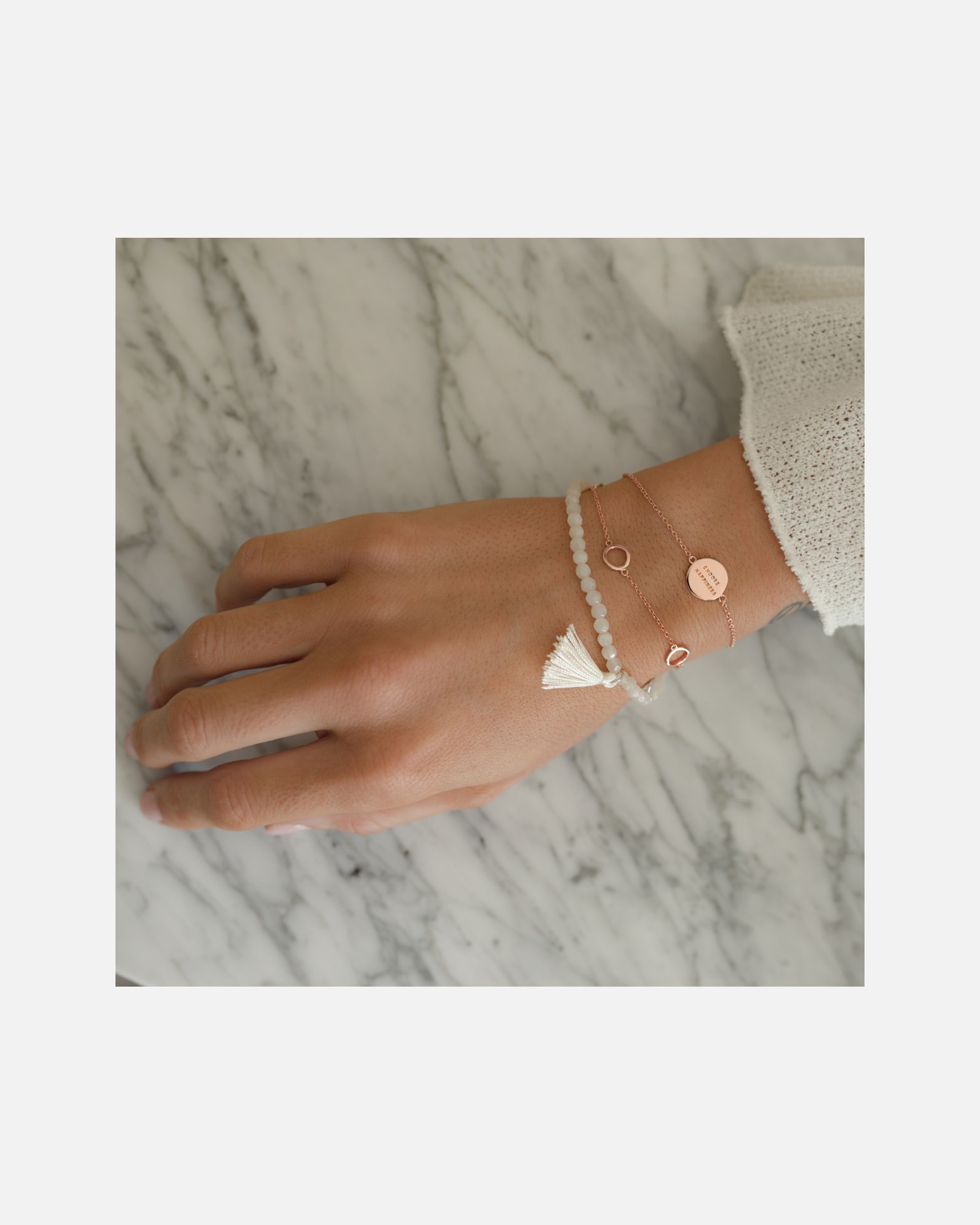 Bransoletka dla Kobieta Glanzstücke München Srebrna bransoleta CHOOSE HAPPINESS srebro wysokiej próby różowe złoto 17,0 cm Basislänge + 3,0 cm Verlängerung