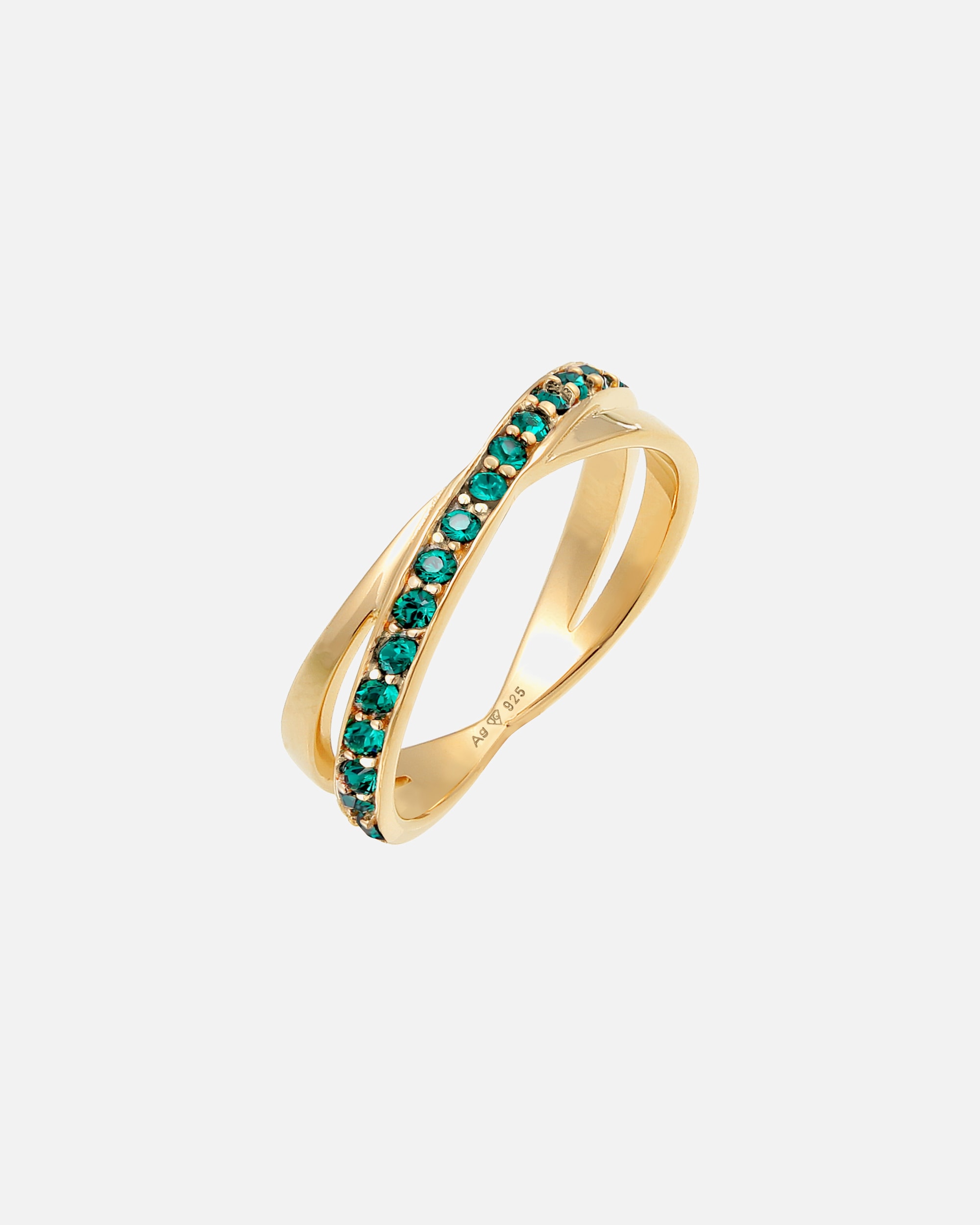 Pierścionek dla Kobieta Elli Elegancki komplet damski do łączenia z kryształami szklanymi z pozłacanym srebrze próby 925 Sterling Silver 52