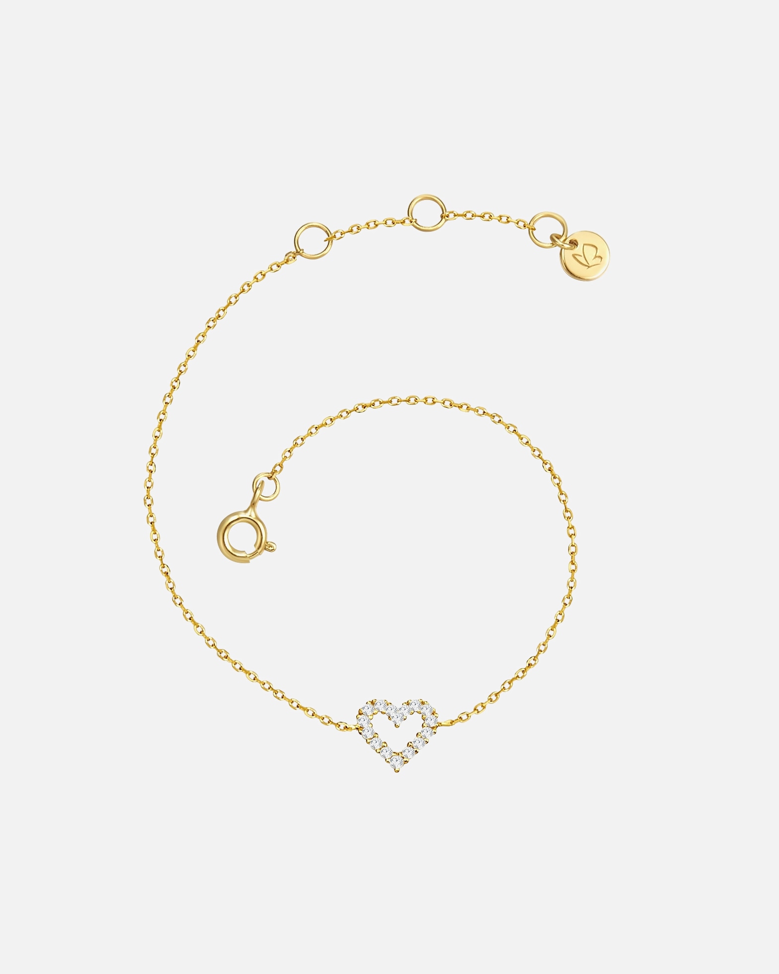 Bransoletka dla Kobieta Bransoletka Serce z Srebro wysokiej próby w Żółte złoto 15,0 cm Basislänge + 3,0 cm Verlängerung