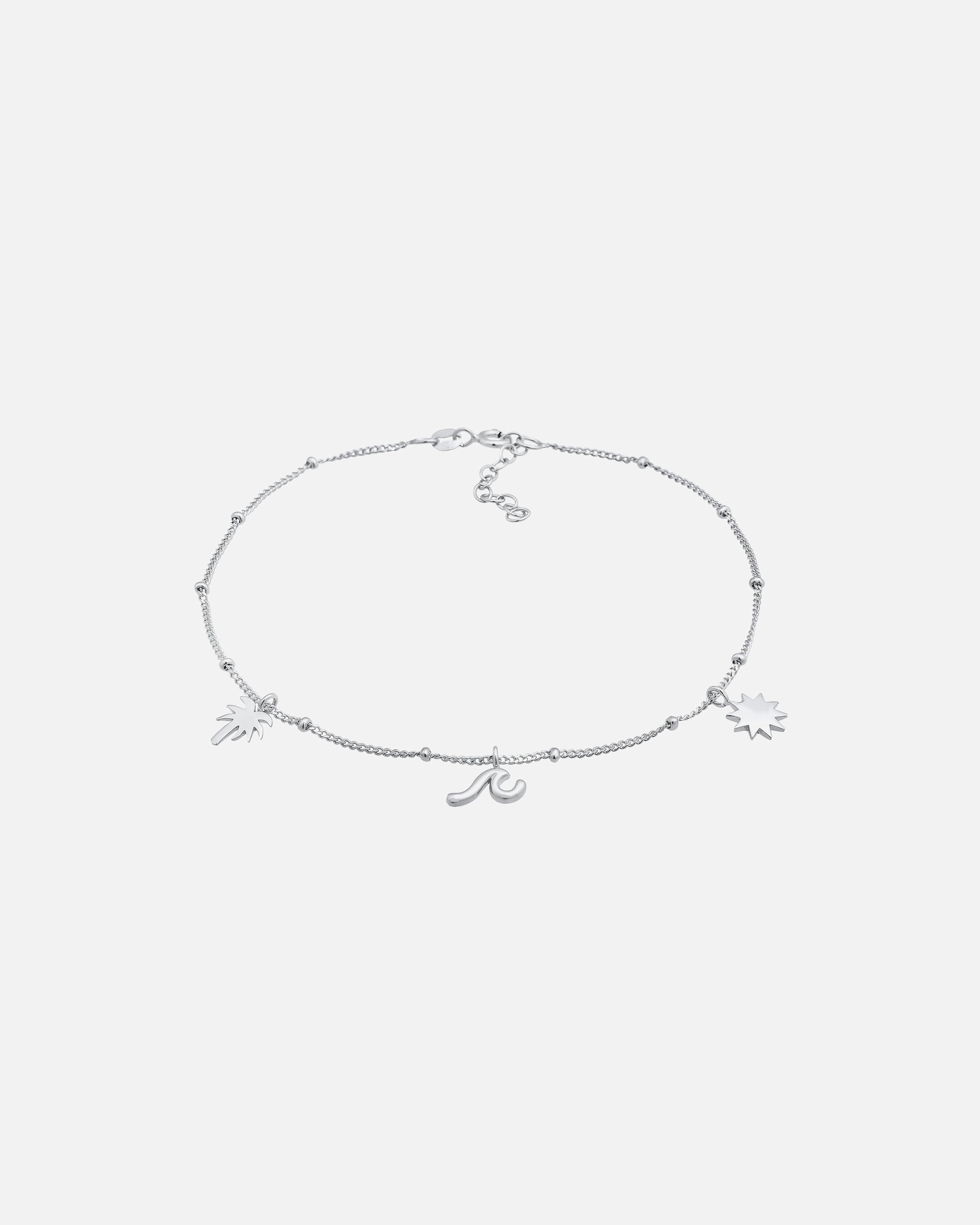 Bransoletka dla Kobieta Elli Damska bransoletka na kostkę Palma Boho Plaża Lato ze srebra próby 925 Sterling Silver silberfarben