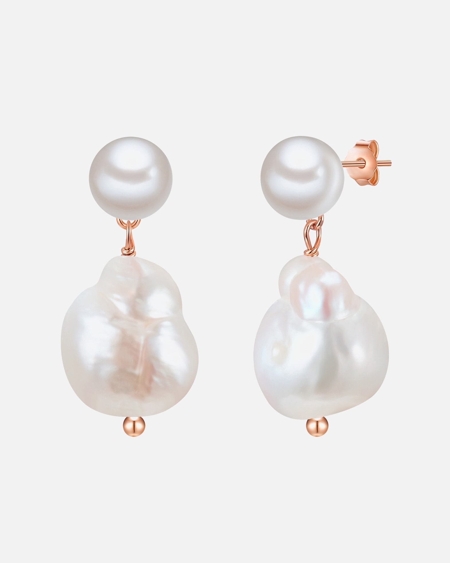 Kolczyki dla Kobieta Kolczyki wiszące srebrne srebro wysokiej próby Perła hodowlana słodkowodna różowe złoto 23,7 mm