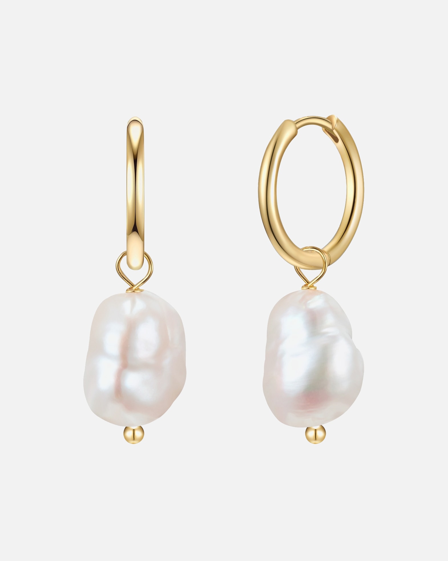 Obrączki dla Kobieta Glanzstücke München Srebrne kolczyki kreole srebro wysokiej próby Perła hodowlana słodkowodna żółte złoto 32,6 mm