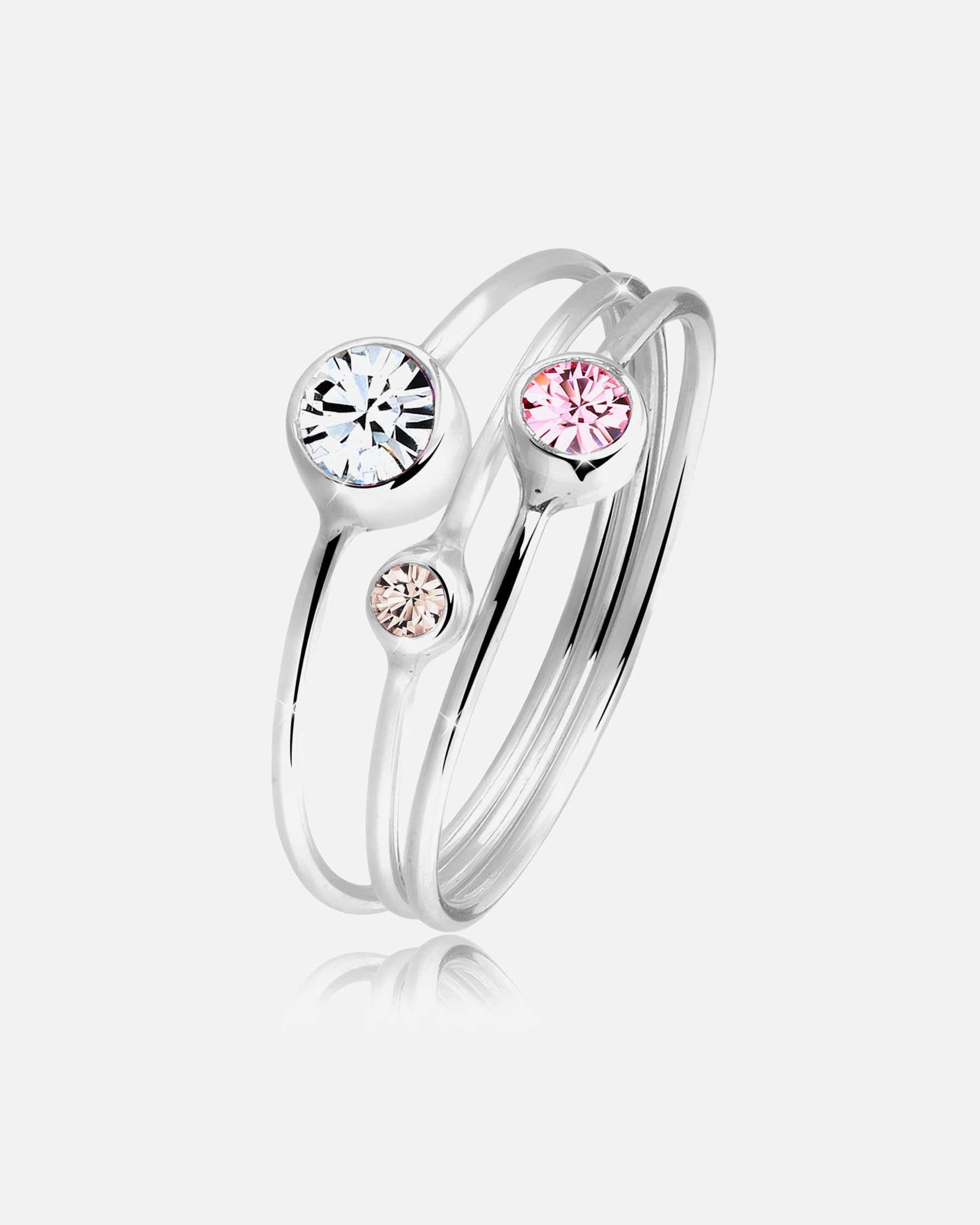 Pierścionek dla Kobieta Elli Zestaw damski do łączenia Modern z kryształami w srebrze próby 925 Sterling Silver 42