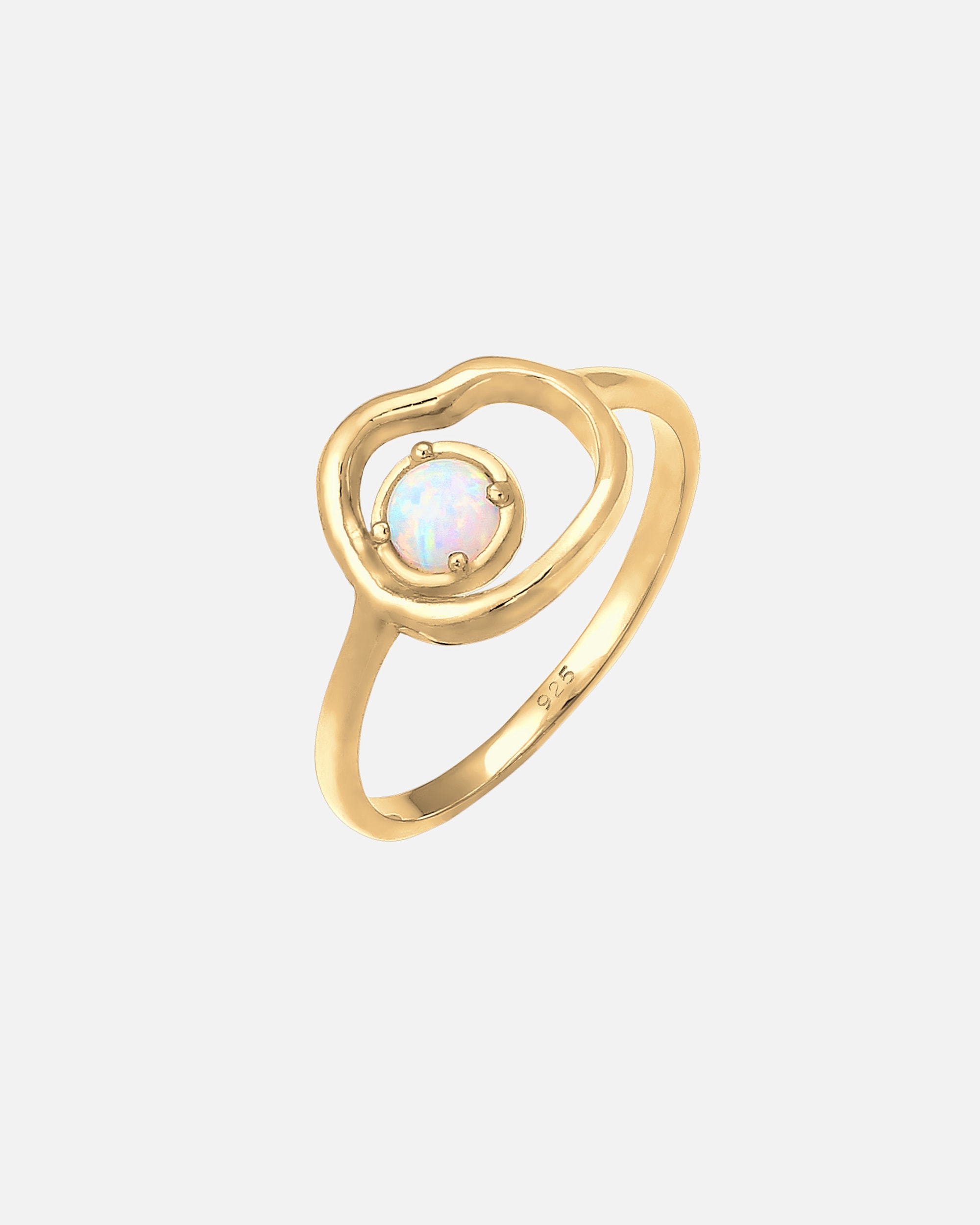 Pierścionek dla Kobieta Elli Delikatny Syntetyczny Opal o organicznym wyglądzie w srebrze próby 925 Sterling Silver 52