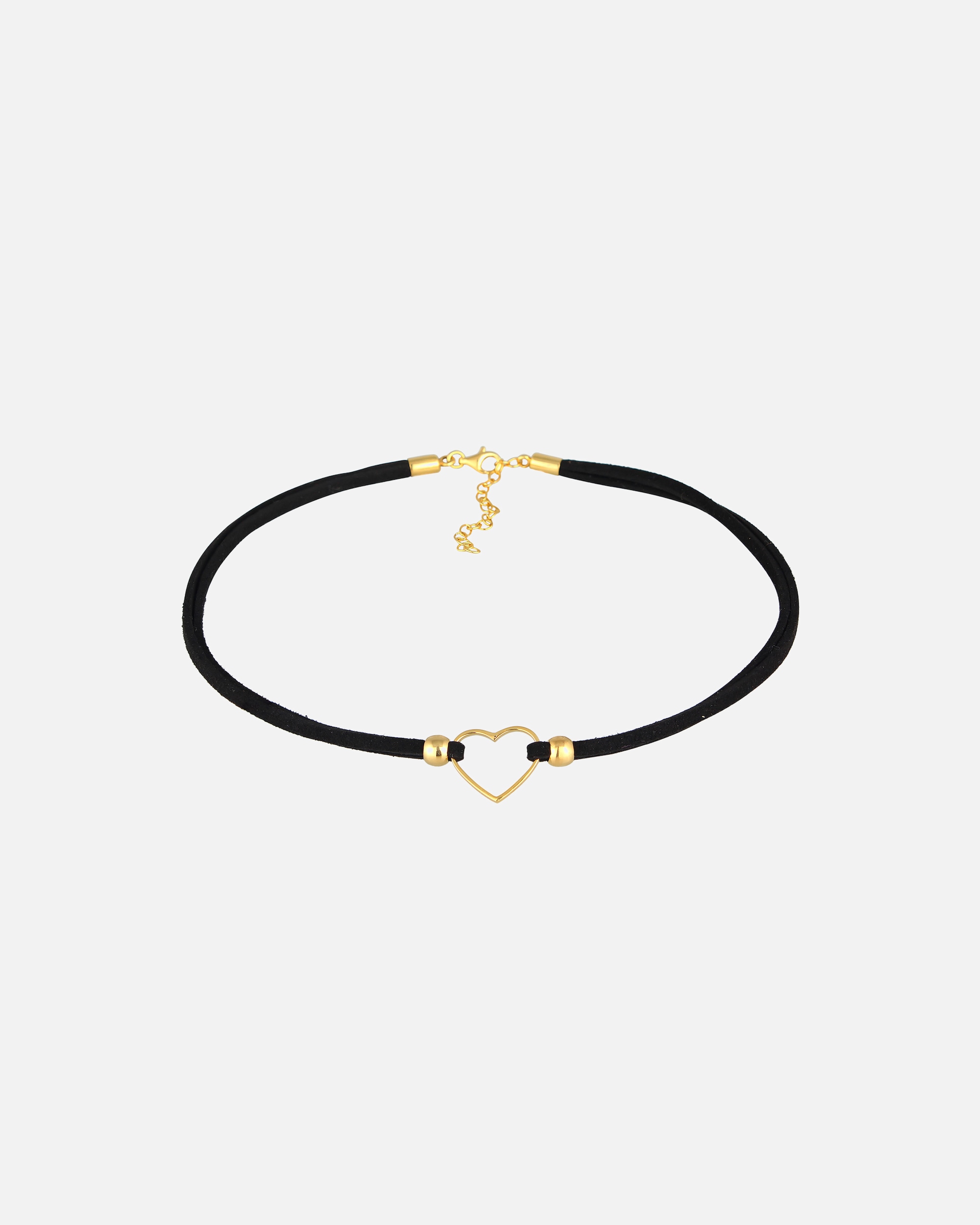 Naszyjnik dla Kobieta Elli Damski Choker Serce Miłość z welurem czarny ze srebra próby 925 Sterling Silver goldfarben