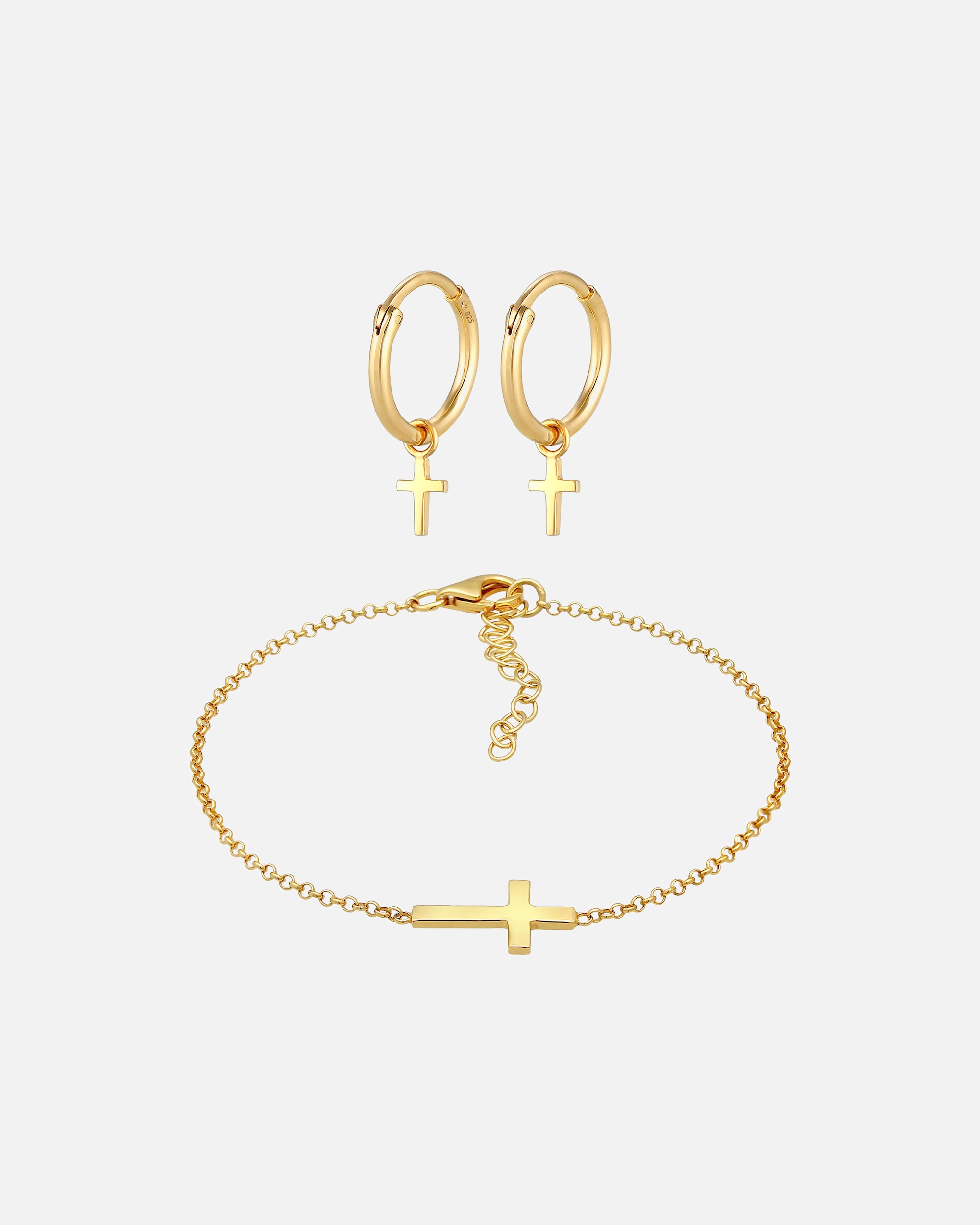 Ozdoby dla Kobieta Elli Damskie kolczyki sztyfty z wisiorkiem krzyżem Basic w srebrze próby 925 golfarben