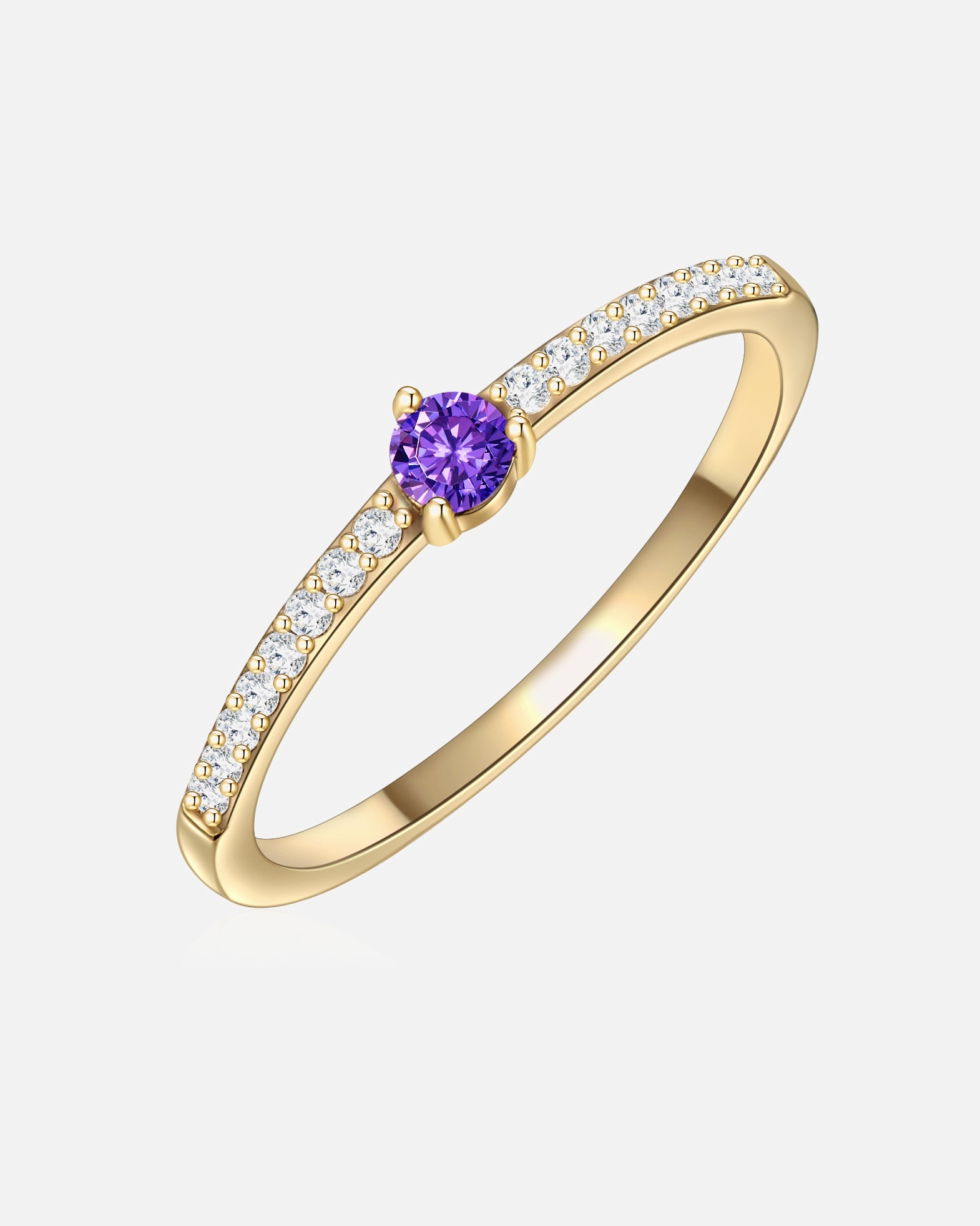 Pierścionek dla Kobieta Glanzstücke München Srebrny pierścionek srebro wysokiej próby Cyrkonia żółte złoto 60