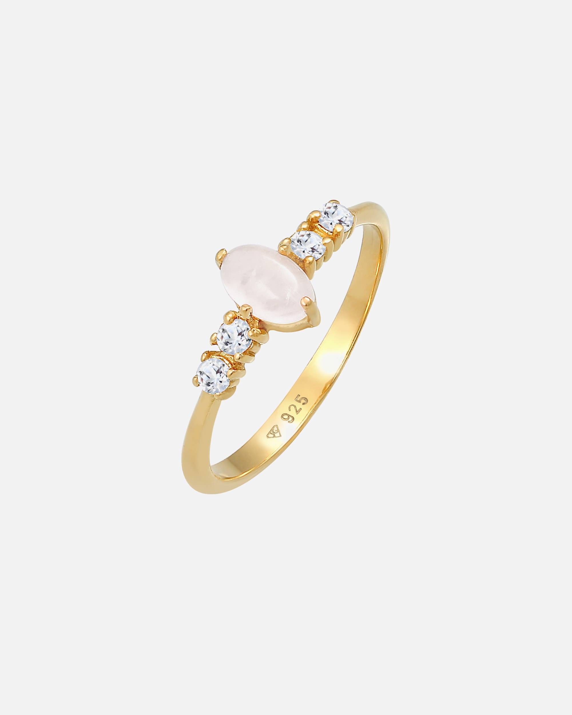 Pierścionek dla Kobieta Elli PREMIUM Damski pierścionek zaręczynowy Oval Engagement Elegant Sparkling z różowym kwarcem i topaz w srebrze 925 Sterling Silver 54
