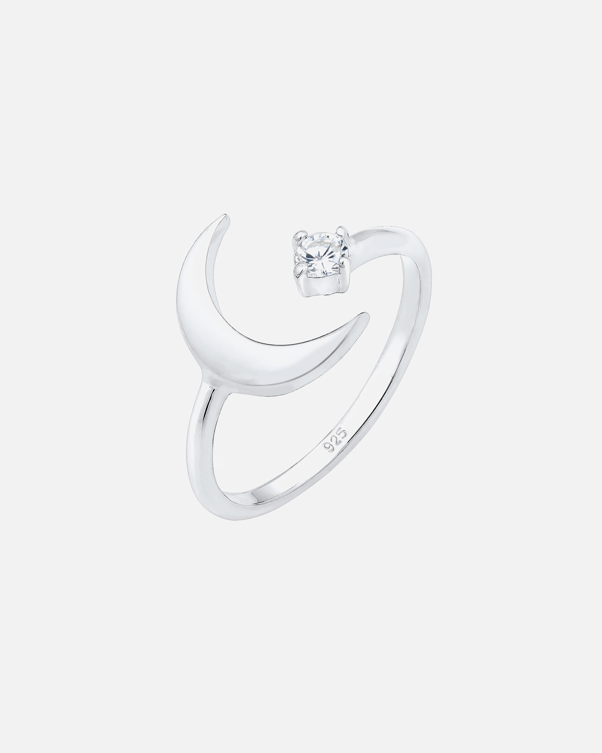 Pierścionek dla Kobieta Elli Damski półksiężyc astro otwarty z kryształem cyrkonii w srebrze próby 925 Sterling Silver silberfarben