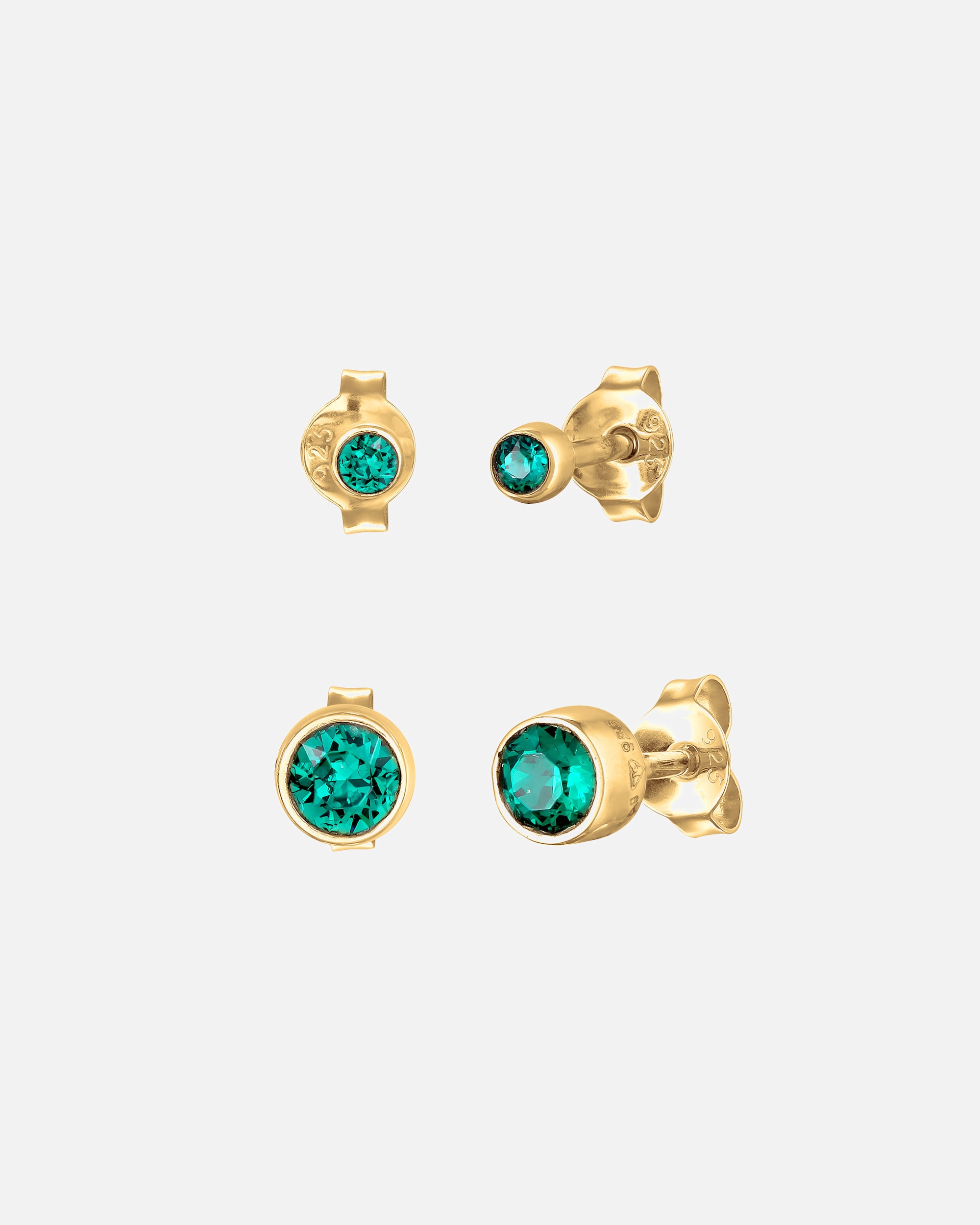 Kolczyki dla Kobieta Elli Damskie kolczyki sztyfty okrągłe z kryształami w kolorze zielonym z pozłacanego srebra próby 925 Sterling Silver goldfarben