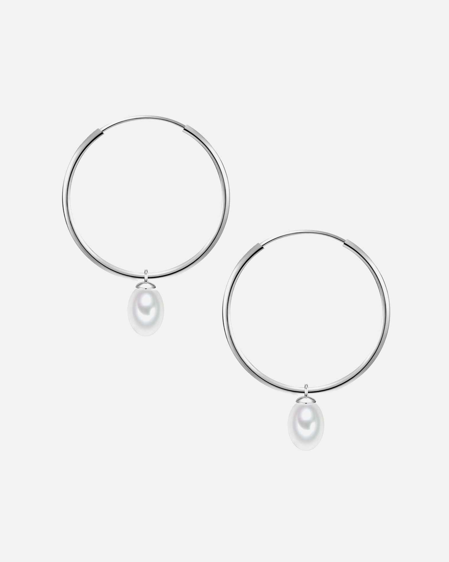 Obrączki dla Kobieta Glanzstücke München Srebrne kolczyki kreole srebro wysokiej próby Perła hodowlana słodkowodna srebrny 39,0 mm