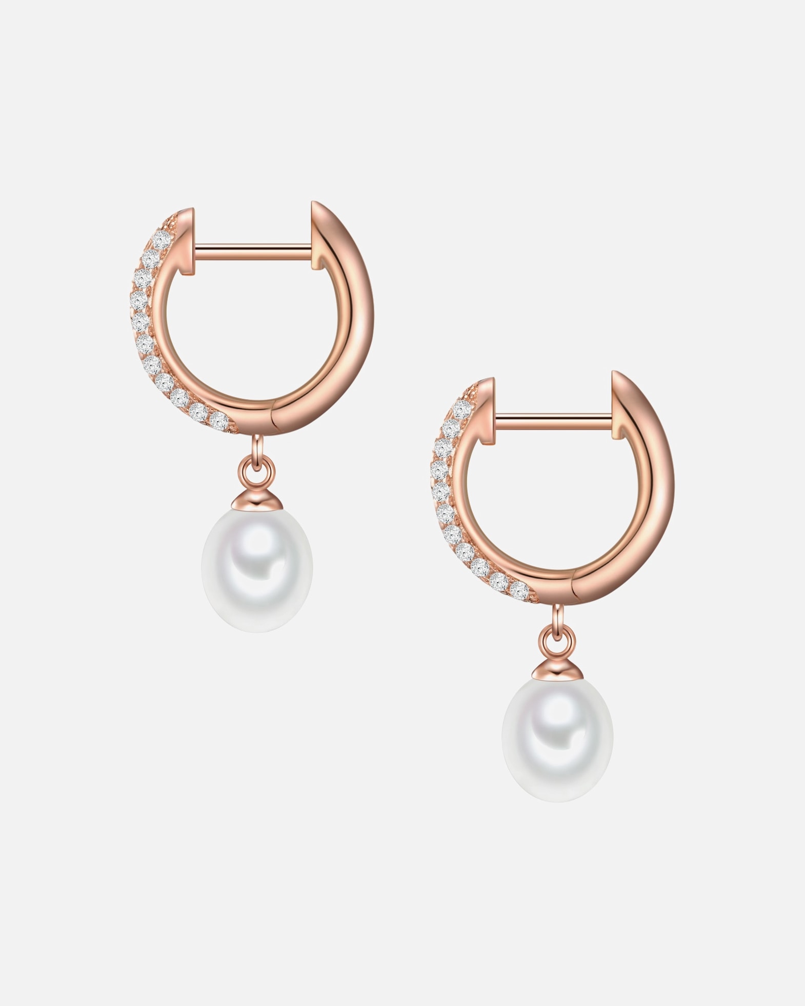 Obrączki dla Kobieta Valero Pearls Srebrne kolczyki kreole srebro wysokiej próby Cyrkonia Perła hodowlana słodkowodna srebrny 26,1 mm