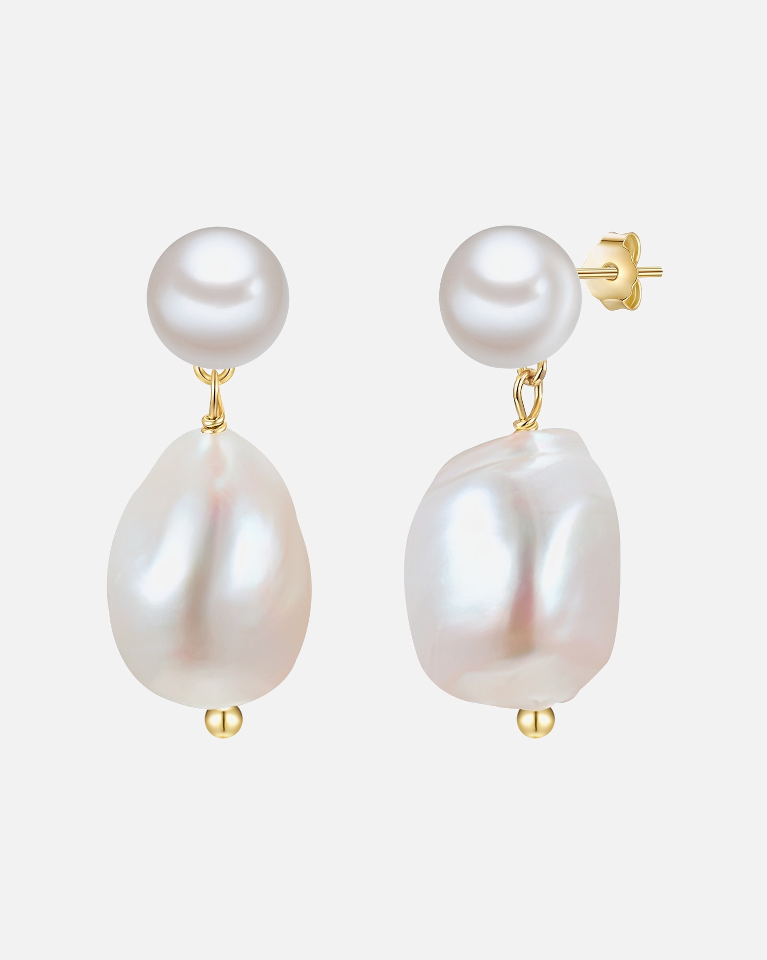 Kolczyki dla Kobieta Glanzstücke München Kolczyki wiszące srebrne srebro wysokiej próby Perła hodowlana słodkowodna żółte złoto 23,7 mm