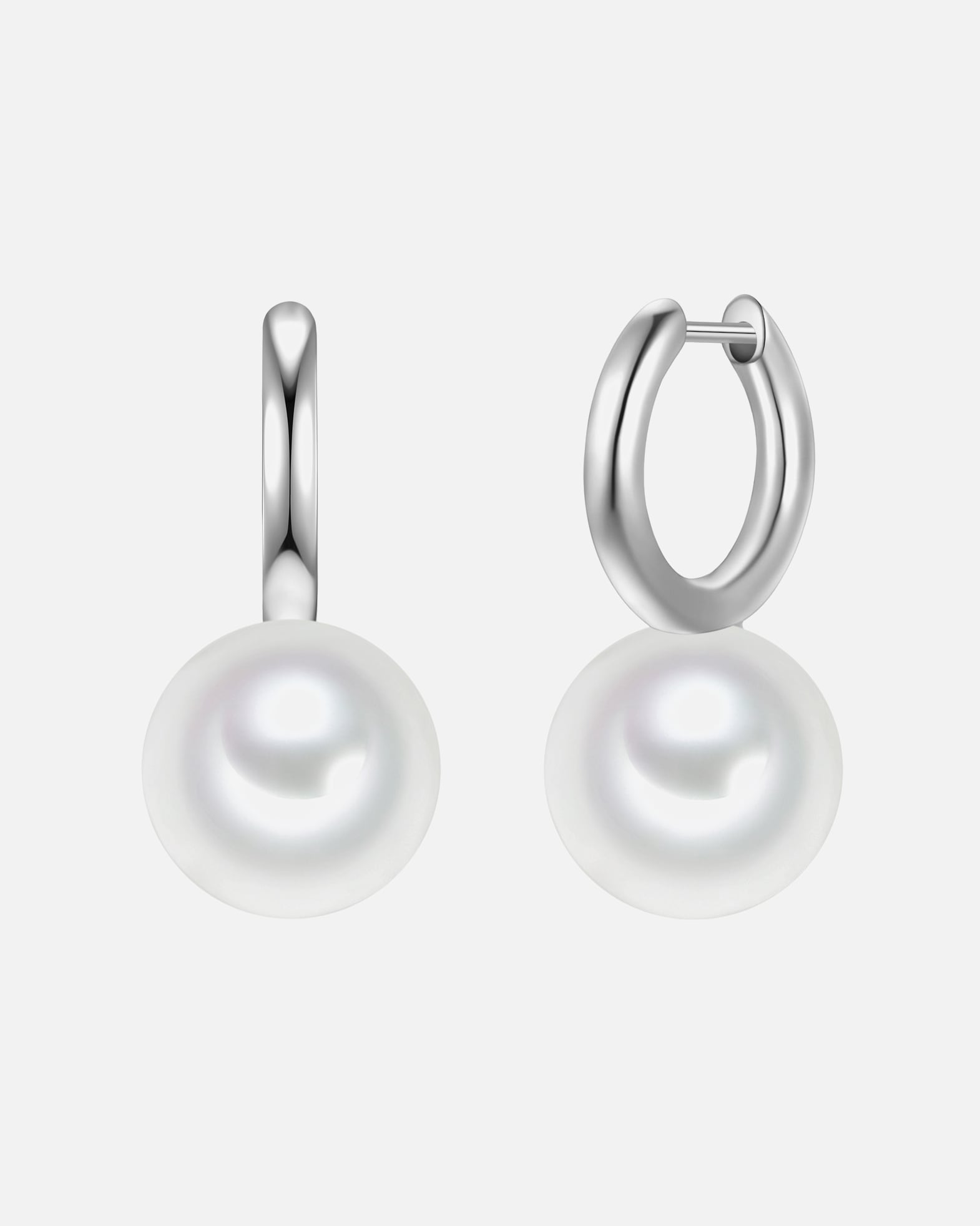 Obrączki dla Kobieta Yokoamii Kolczyki z mosiadzu w kolorze srebrnym z perla (synth.) 33,5 mm