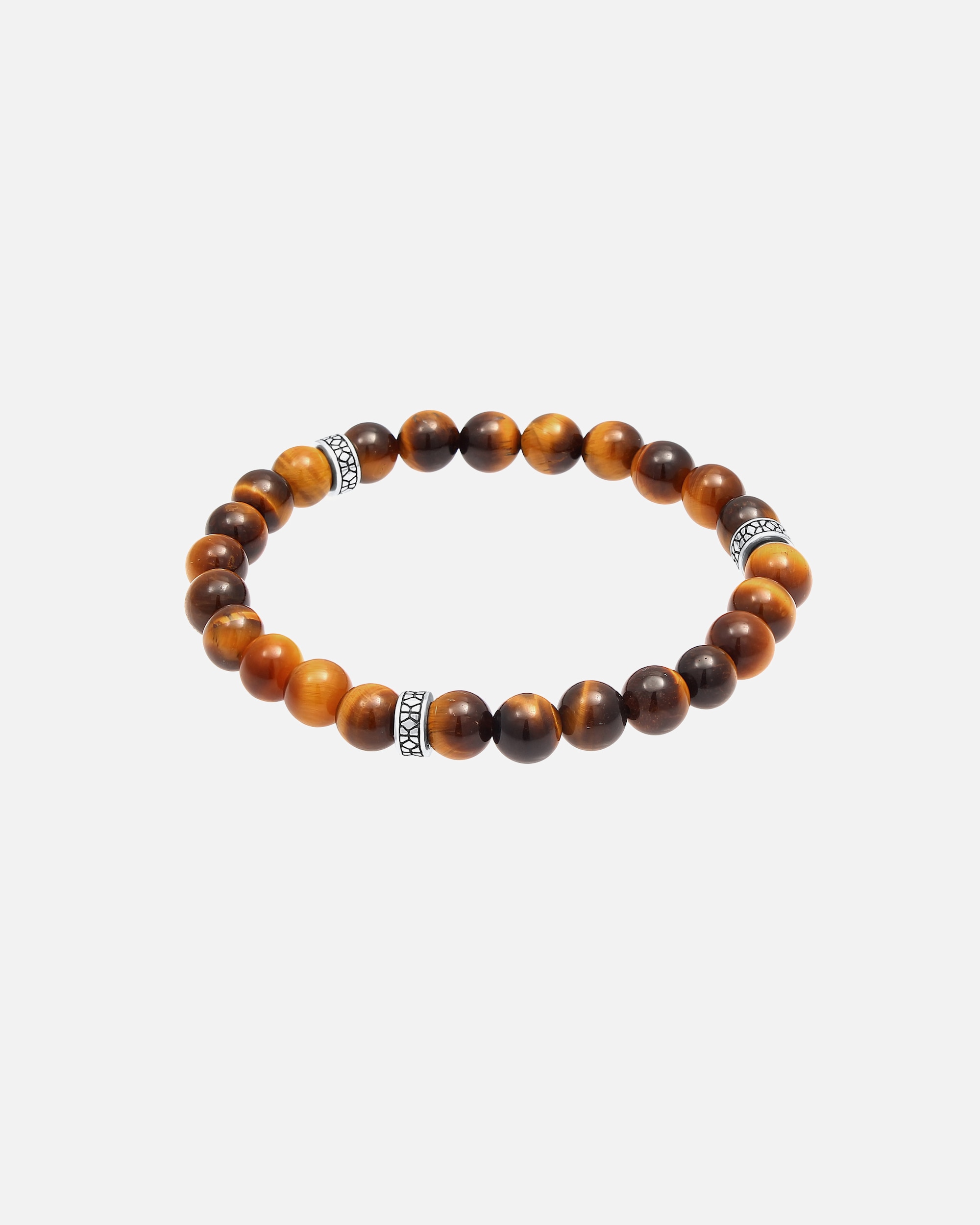 Bransoletka dla Mężczyzna KUZZOI Męskie perły w stylu vintage z tygrysim okiem ze srebra próby 925 Sterling Silver 19