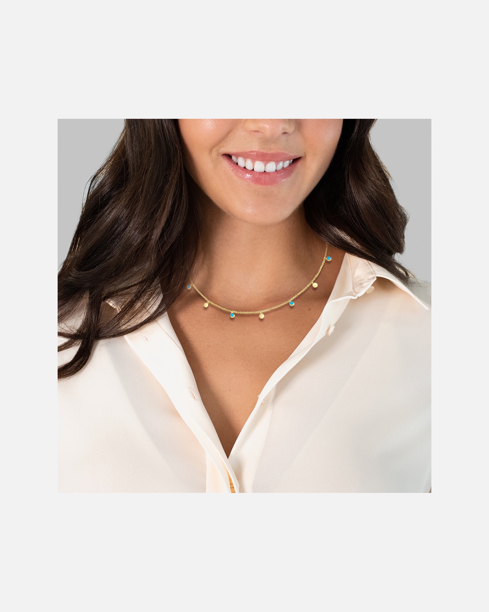 Naszyjnik dla Kobieta Glanzstücke München Naszyjnik srebrny srebro wysokiej próby turkusowy żółte złoto 40,0 cm Basiskette + 5,0 cm Verlängerung