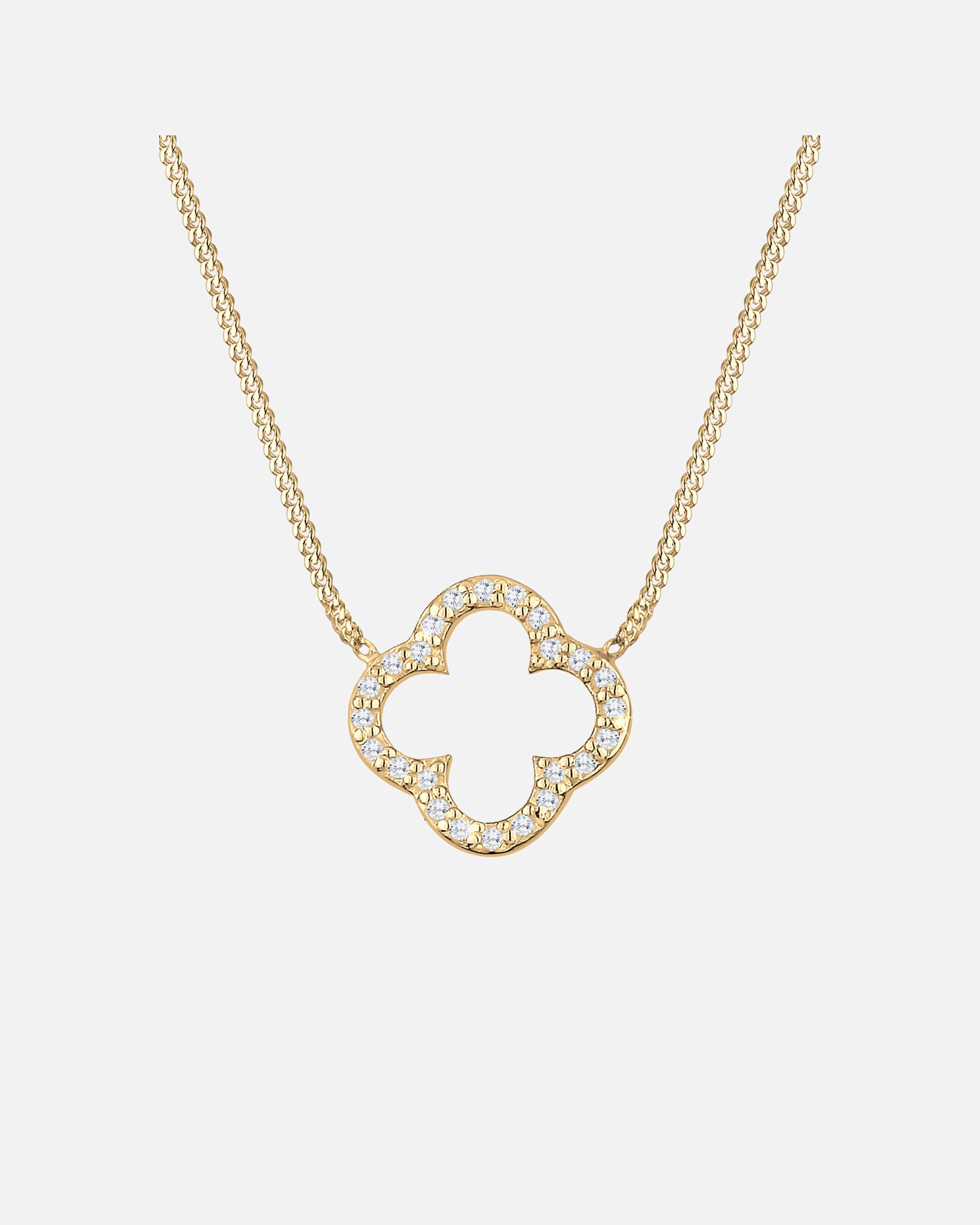 Naszyjnik dla Kobieta Elli Damski wisior koniczynka elegancki na szczęście z kryształami cyrkonii w srebrze próby 925 Sterling Silver 50