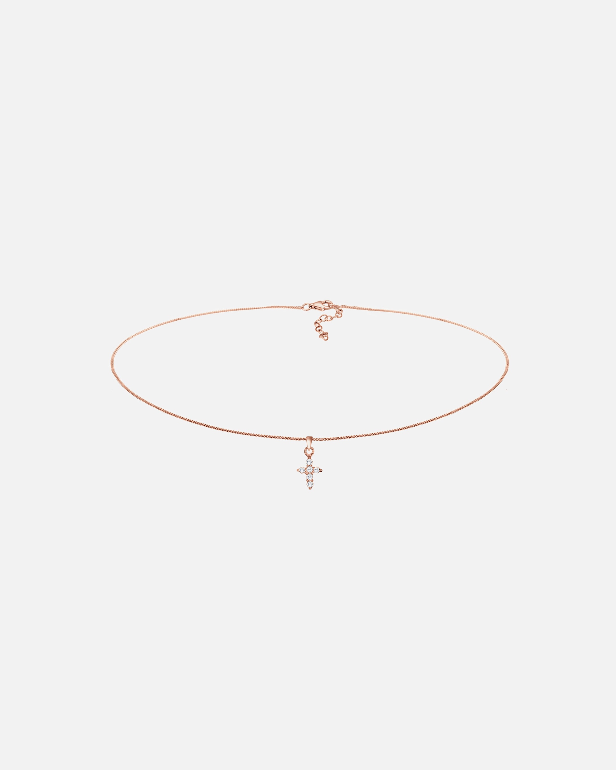 Naszyjnik dla Kobieta Elli Damski choker Cross Religion z kryształkami cyrkonii ze srebra 925 Sterling Silver Różowy
