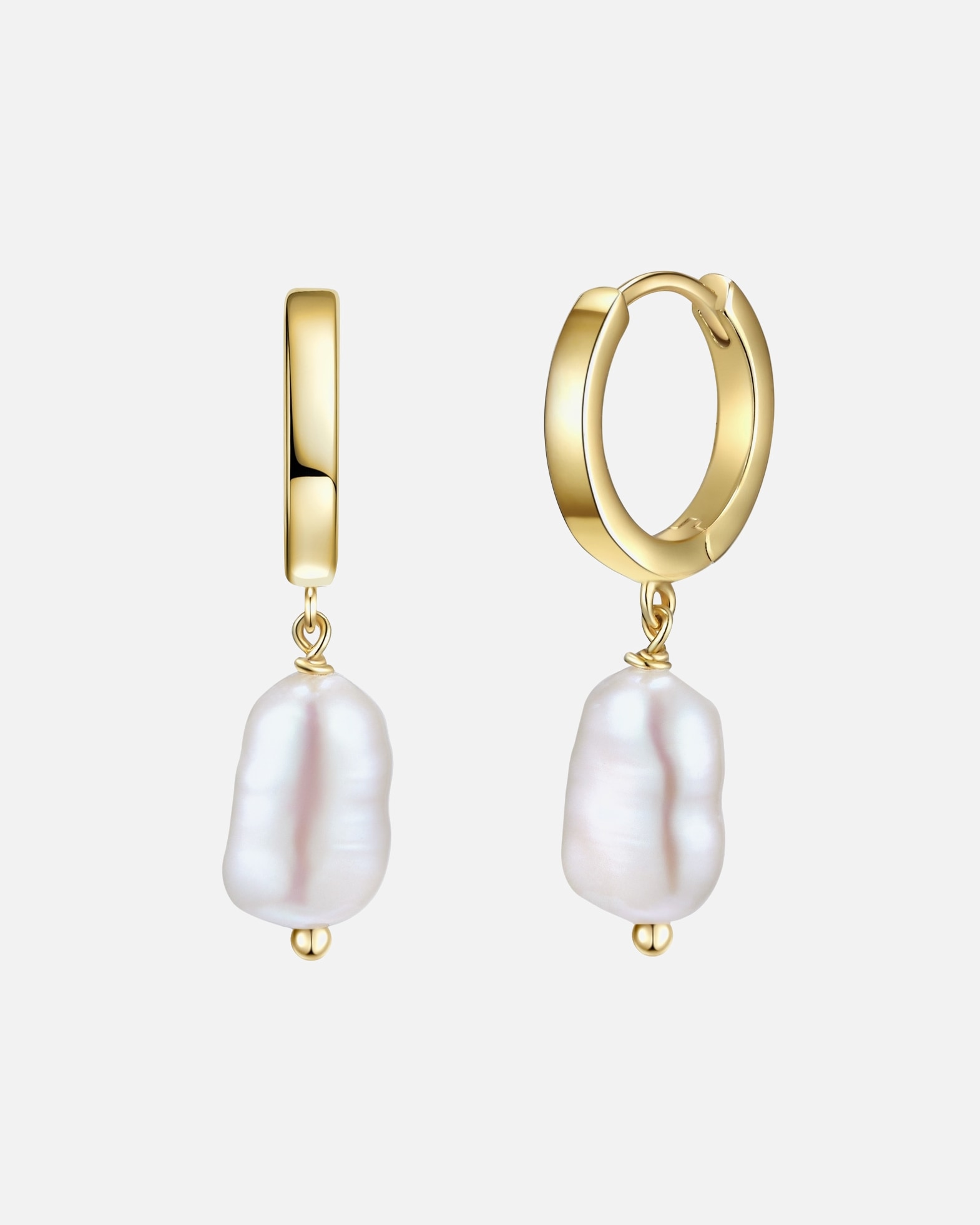 Obrączki dla Kobieta Srebrne kolczyki kreole srebro wysokiej próby Perła hodowlana słodkowodna żółte złoto 30,7 mm