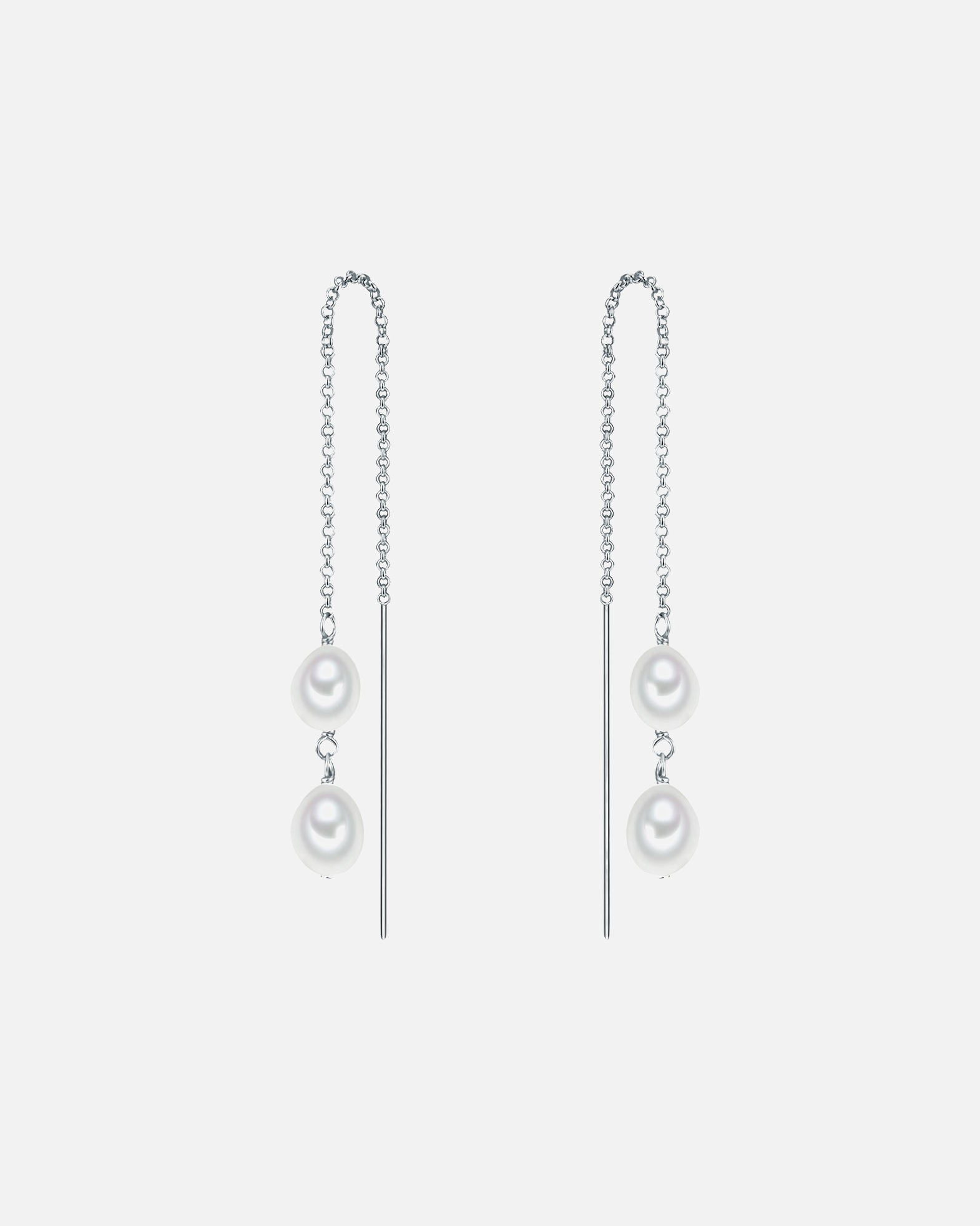 Kolczyki dla Kobieta Valero Pearls Kolczyki wiszące z perłą srebro wysokiej próby Perła hodowlana słodkowodna srebrny 5,5 mm