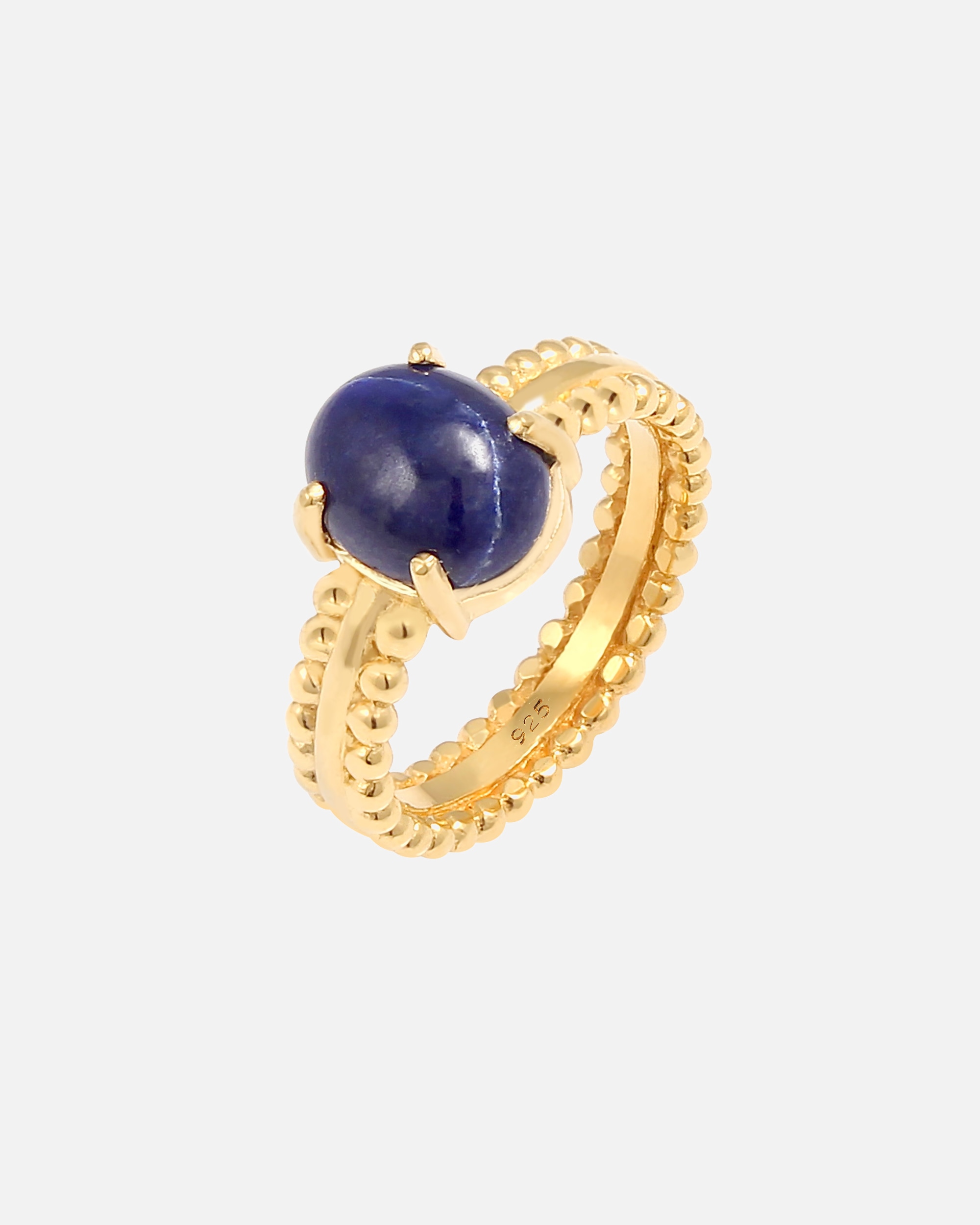 Pierścionek dla Kobieta Elli PREMIUM Labis Lazuli Edelstein Oval 925 Silber vergoldet 54