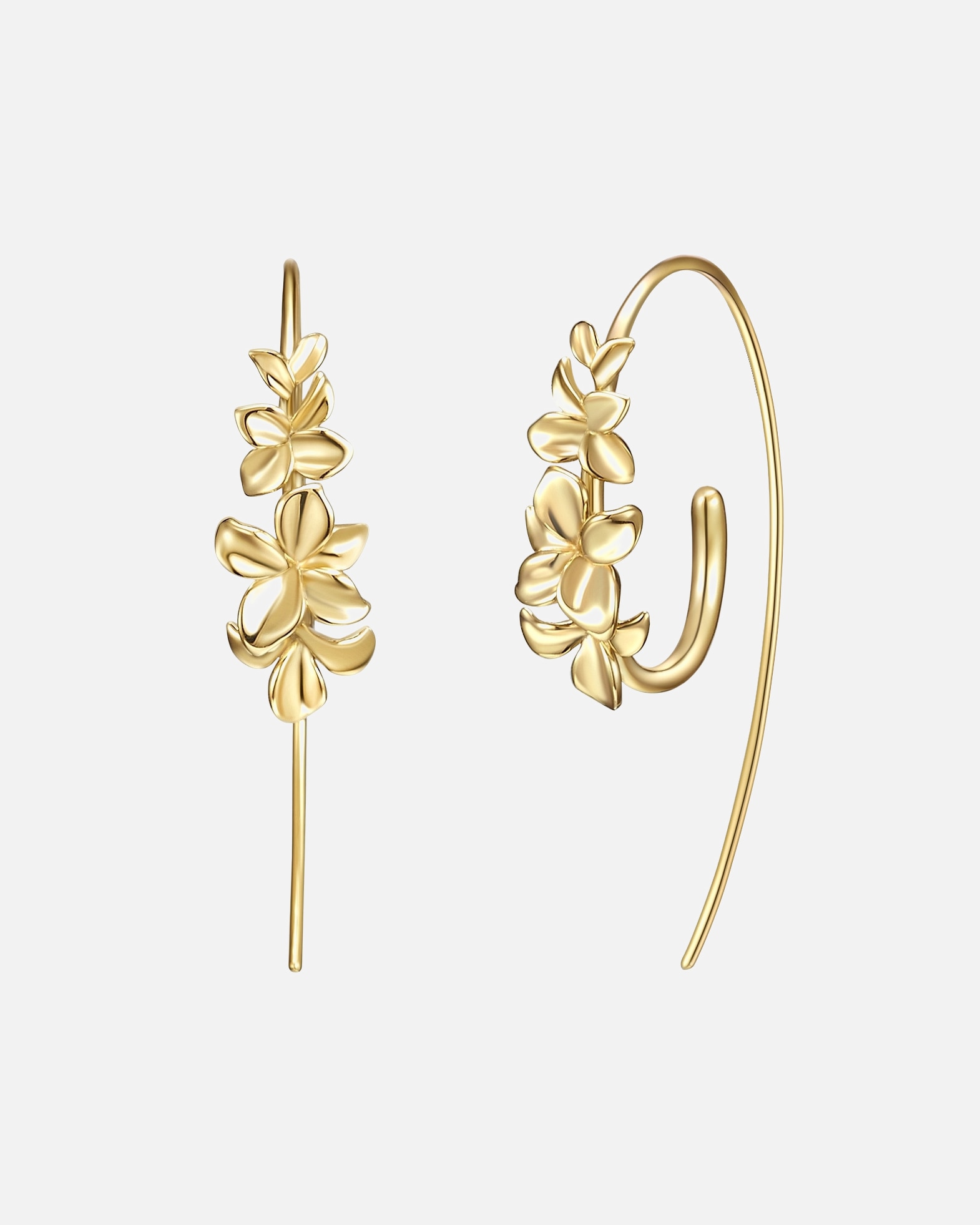 Kolczyki dla Kobieta Kolczyki wiszące srebrne Kwiat srebro wysokiej próby żółte złoto 39,0 mm