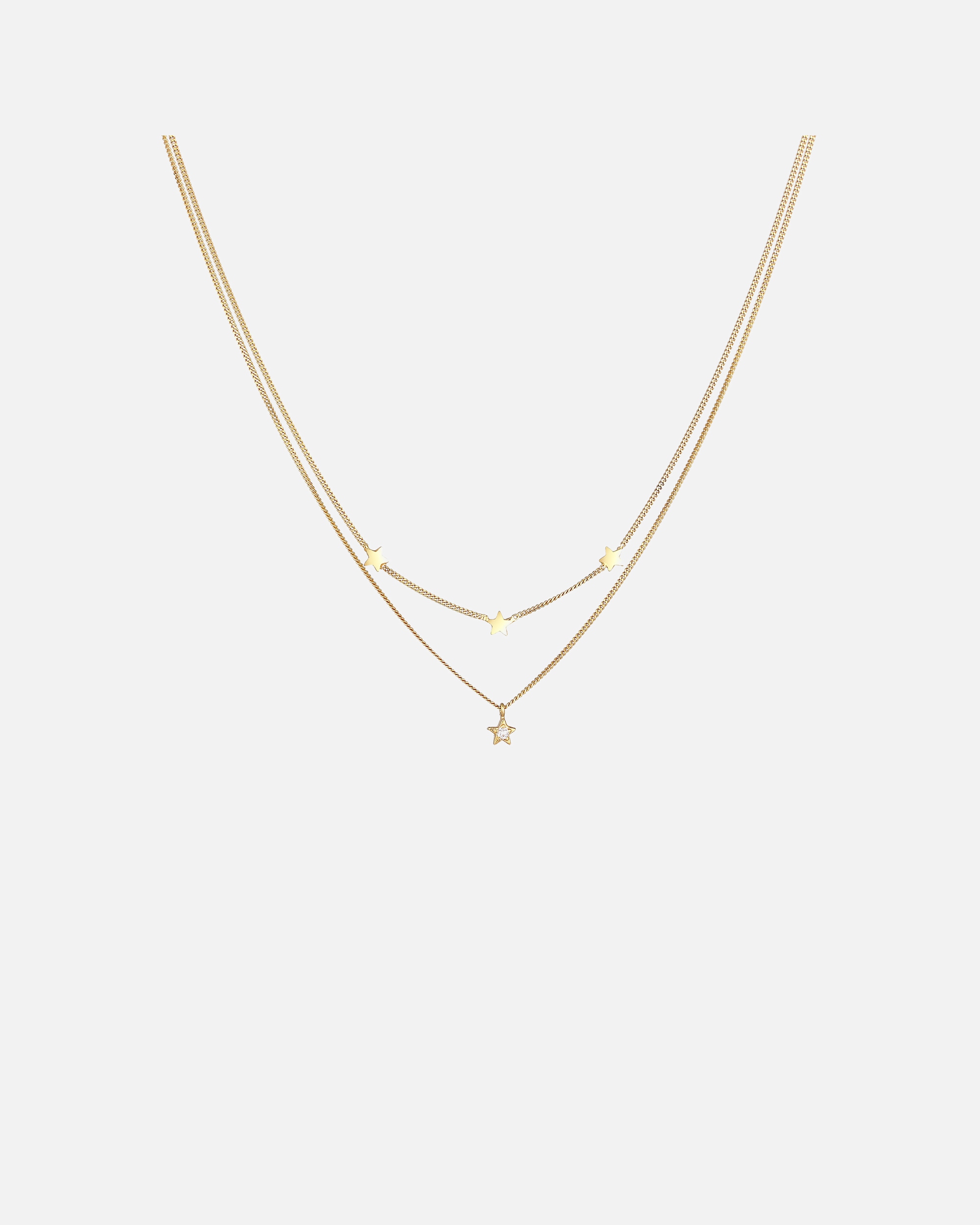 Naszyjnik dla Kobieta Elli Damski wisior warstwowy Gwiazda Astro z kryształami w srebrze próby 925 sterling silver goldfarben