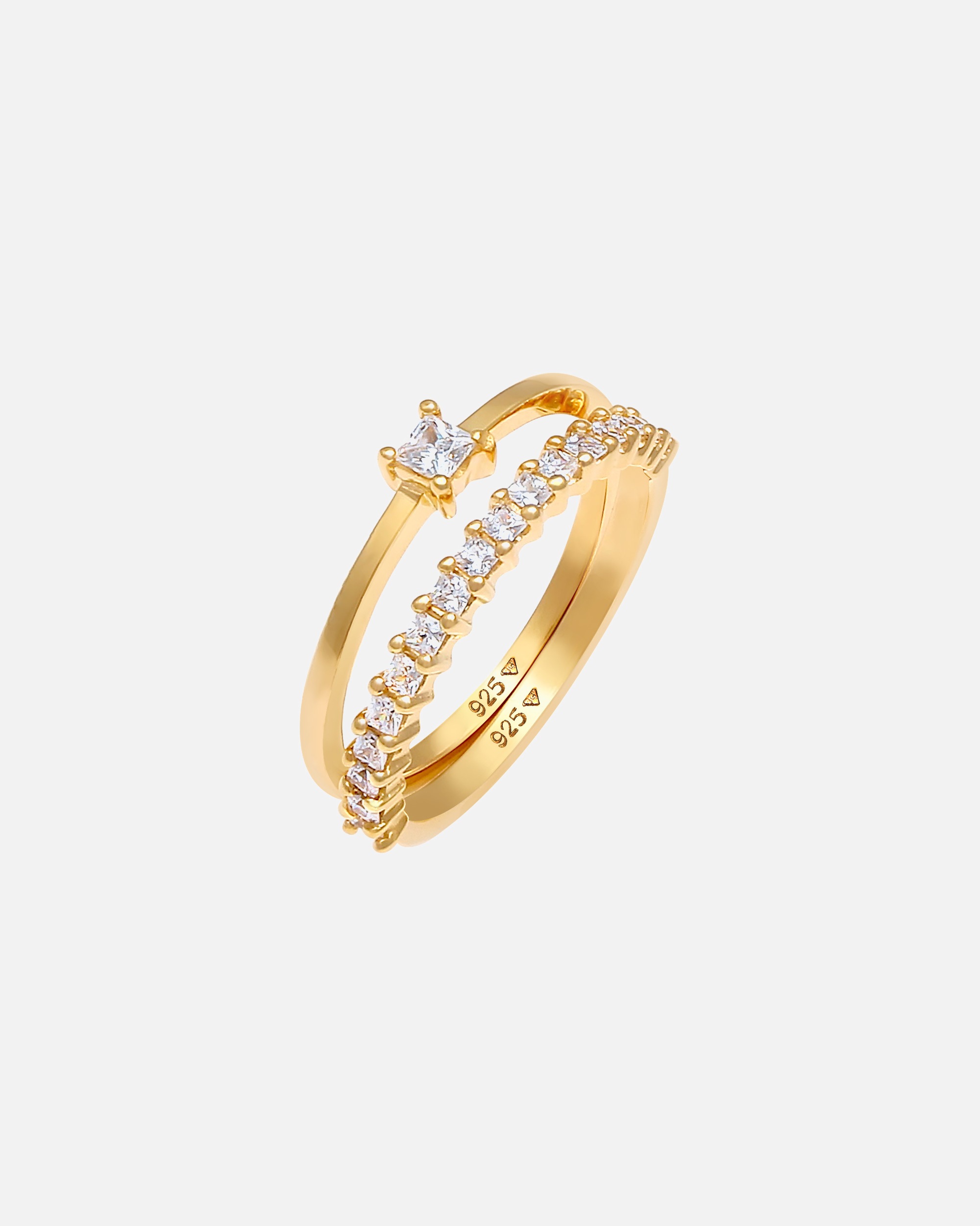 Pierścionek dla Kobieta Elli Damski soliter zaręczyny Infinity z kryształami cyrkonii pozłacane srebro 925 Sterling Silver 58