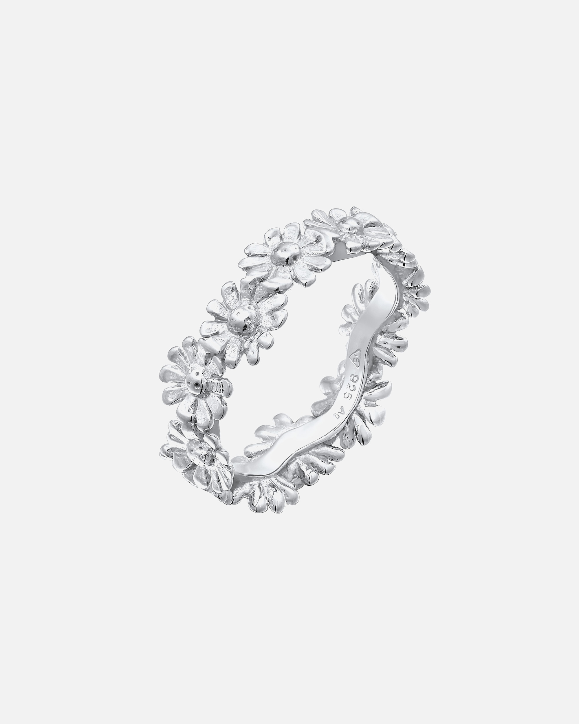 Pierścionek dla Kobieta Damska obrączka kwitnący kwiat Boho Look Trend w srebrze 925 Sterling Silver 56