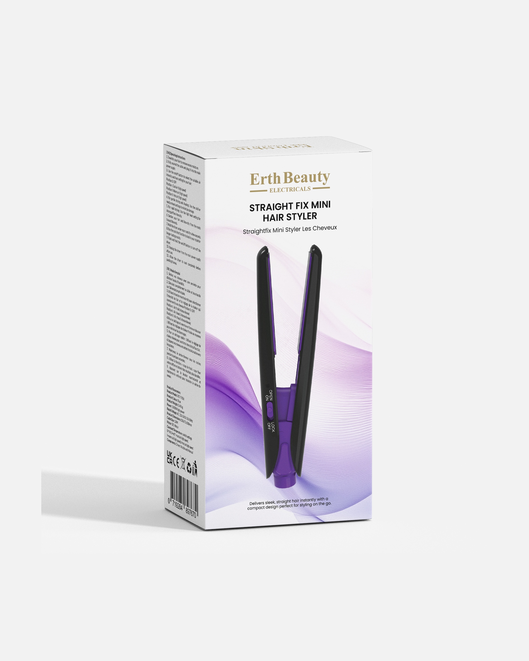 Prostownica dla Unisex ErthSkin London Mini lokówka Straight Fix w kolorze czarnym 1 sztukaka