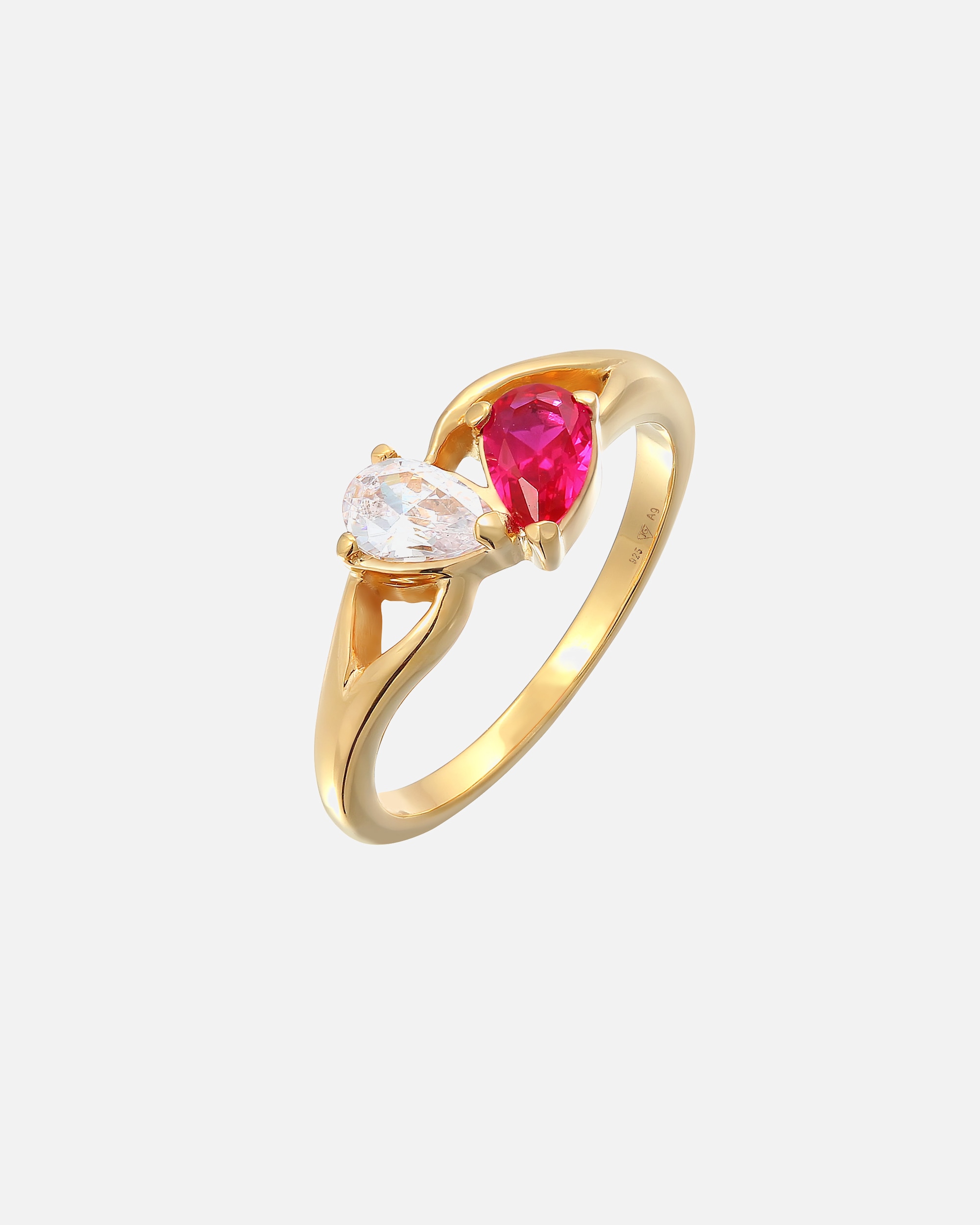 Pierścionek dla Kobieta Elli Damski pierścionek zaręczynowy Infinity z cyrkonią i syntetycznym rubinem w srebrze próby 925 Sterling Silver 56