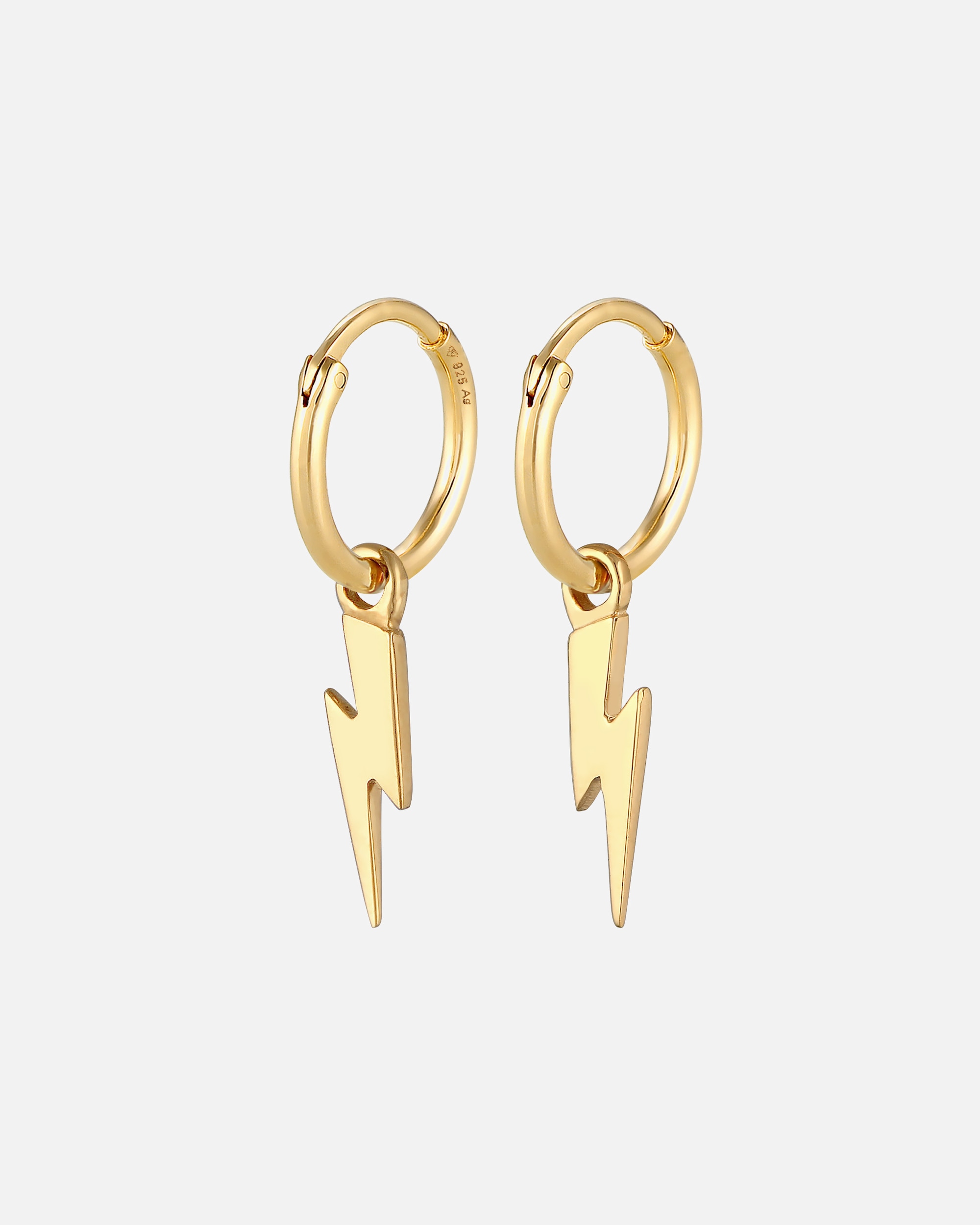 Kolczyki dla Unisex Elli PREMIUM Damskie kreole symbol błyskawicy Basic w pozłacanym srebrze 925 Sterling Silver goldfarben