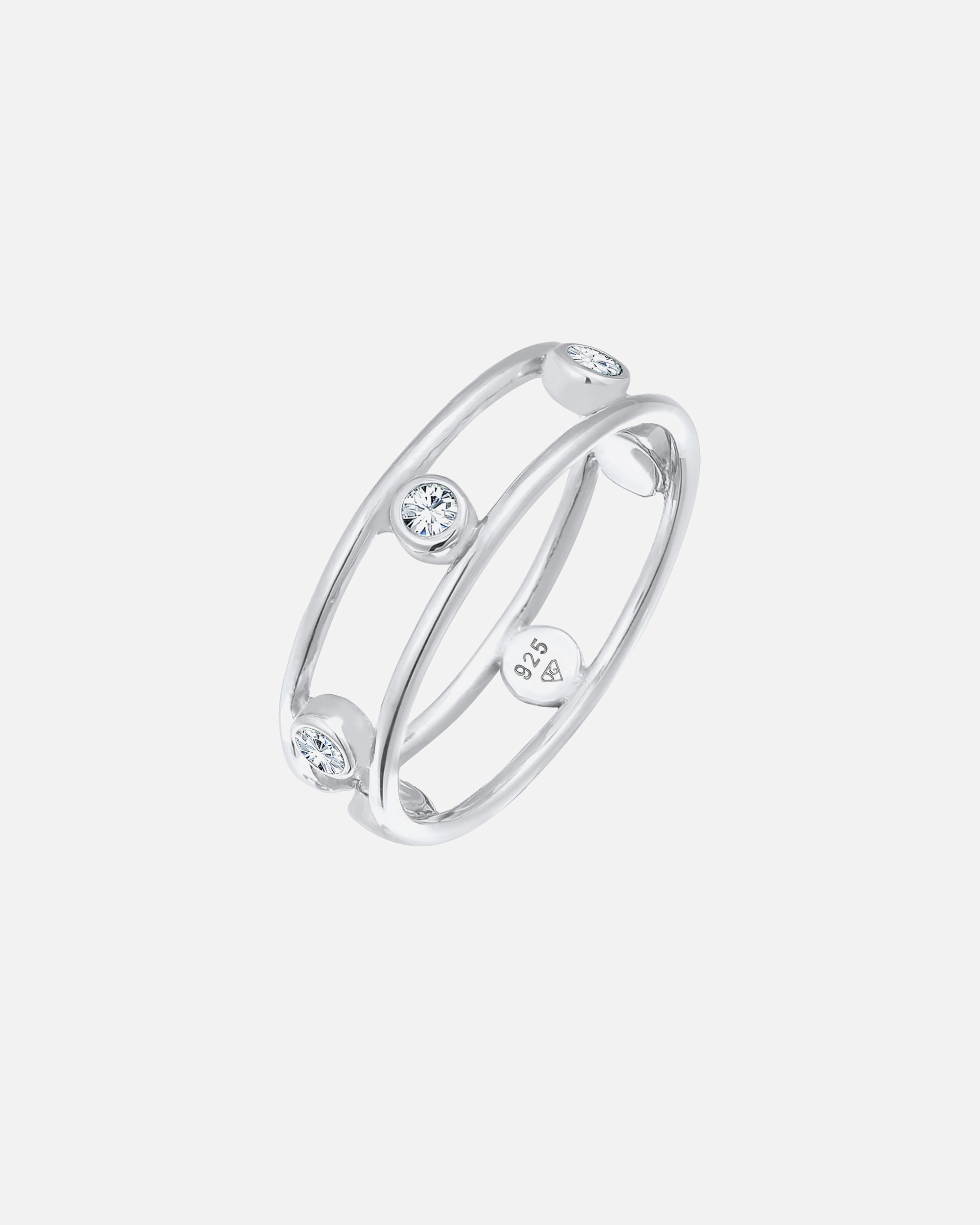 Pierścionek dla Kobieta Elli Podwójne damskie eleganckie z kryształami w srebrze próby 925 sterling silver 54