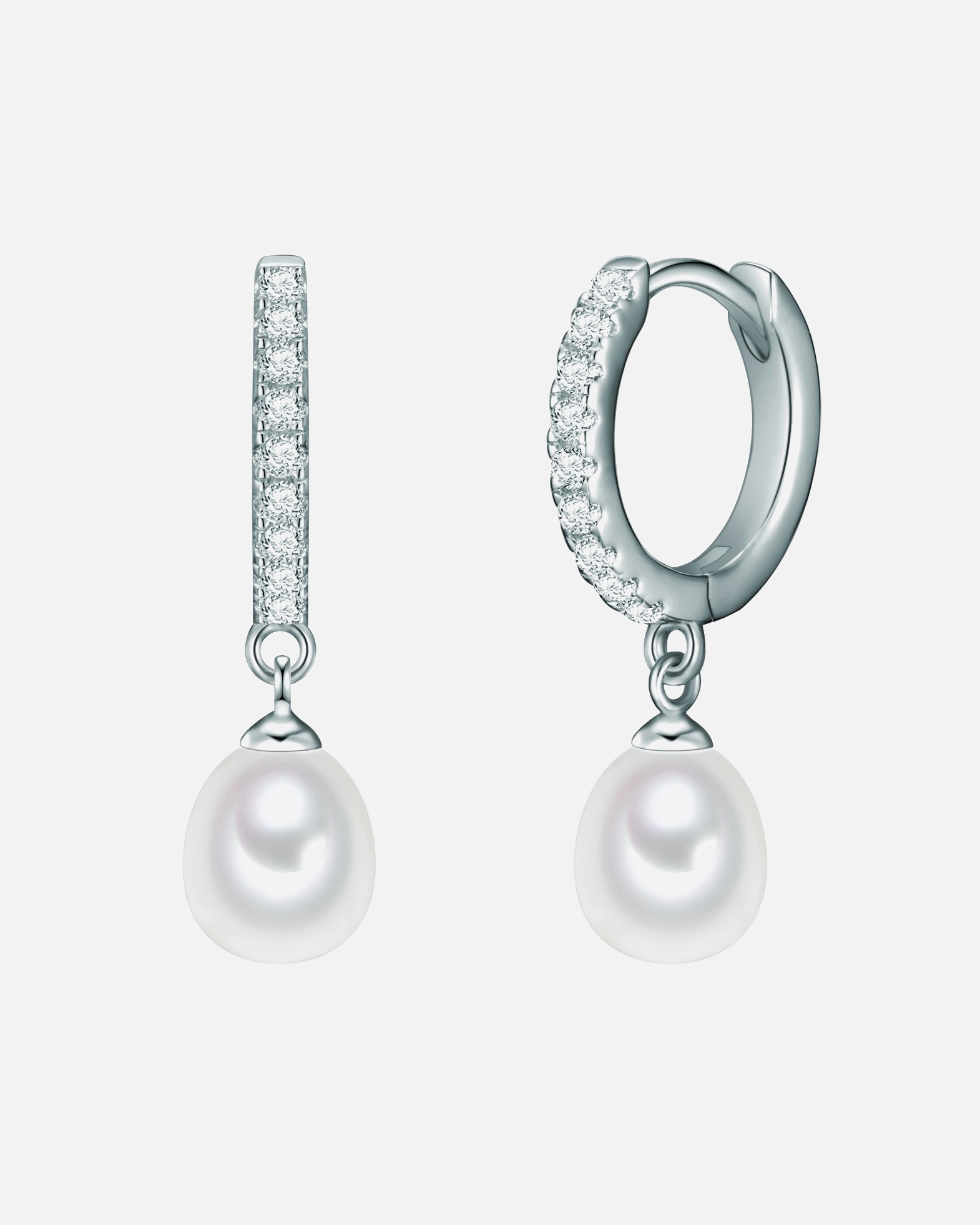 Obrączki dla Kobieta Valero Pearls Srebrne kolczyki kreole srebro wysokiej próby Cyrkonia Perła hodowlana słodkowodna żółte złoto 24,4 mm