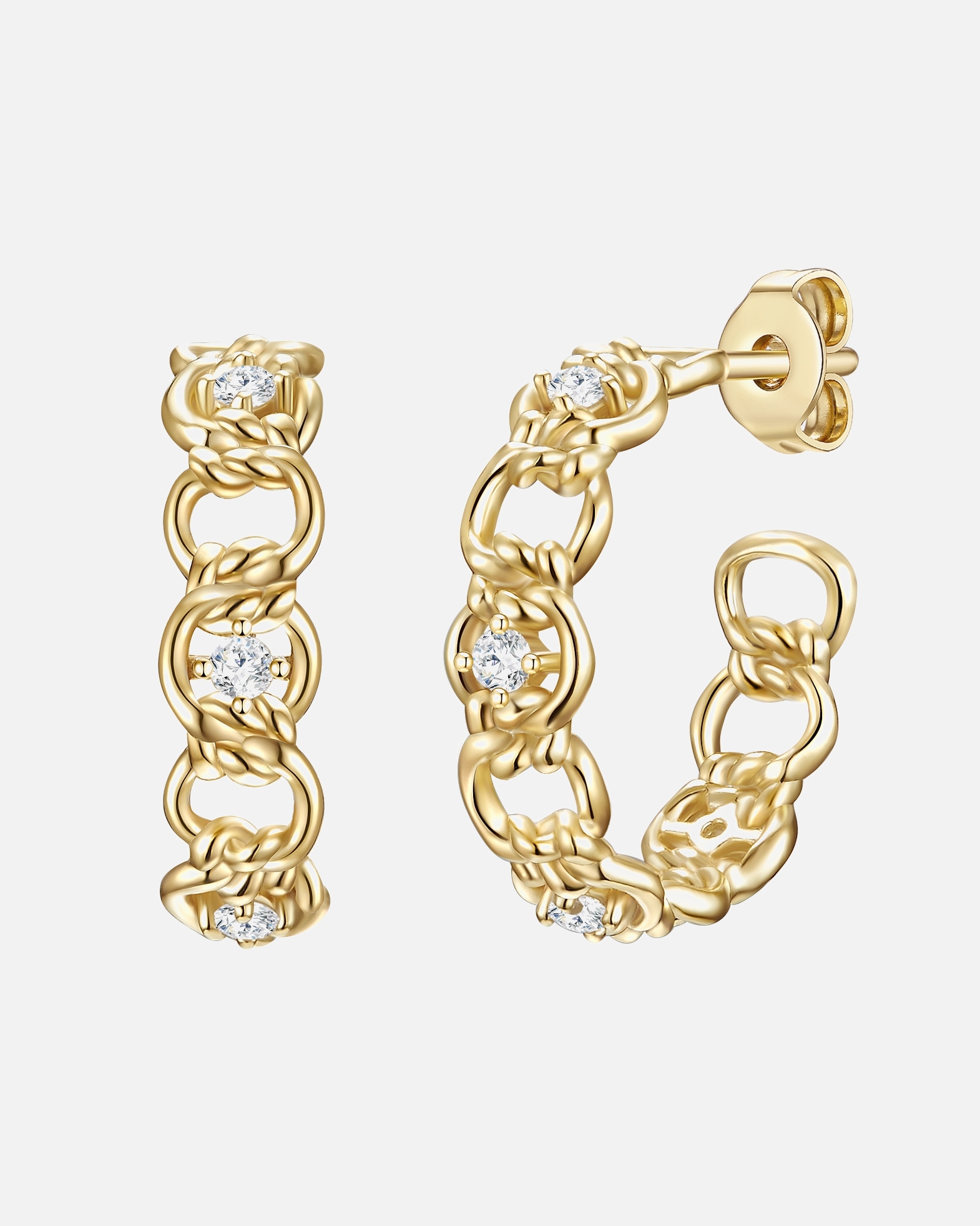 Kolczyki dla Kobieta Glanzstücke München Srebrne kolczyki kreole srebro wysokiej próby Cyrkonia żółte złoto 19,2 mm