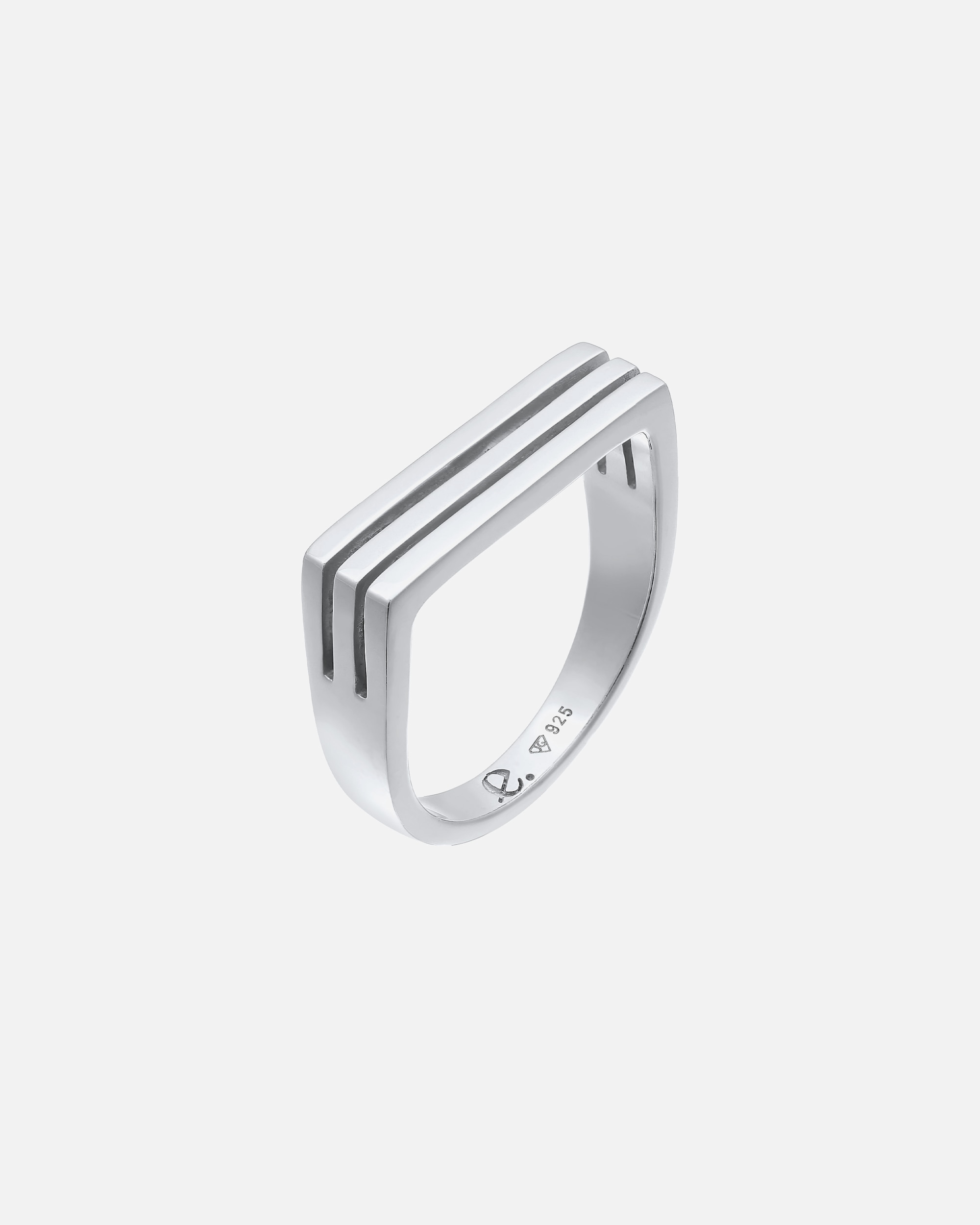 Pierścionek dla Kobieta Elli PREMIUM Damski sygnet prostokąt w rodowanym srebrze 925 Sterling Silver 52