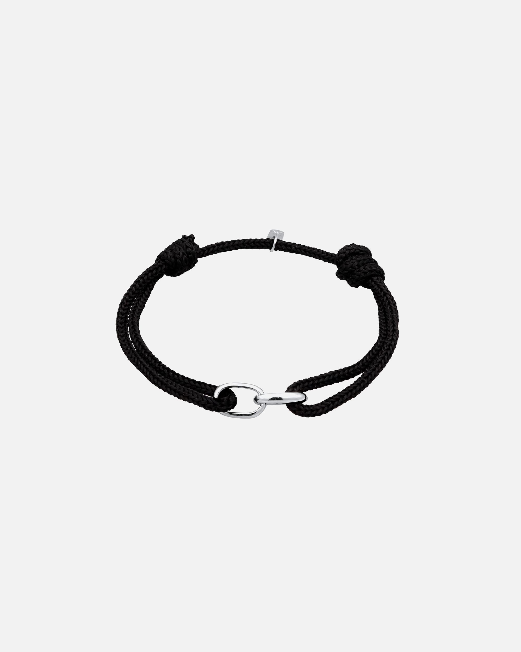 Bransoletka dla Mężczyzna KUZZOI Męskie owalne ogniwa z nylonu ze srebra próby 925 Czarny