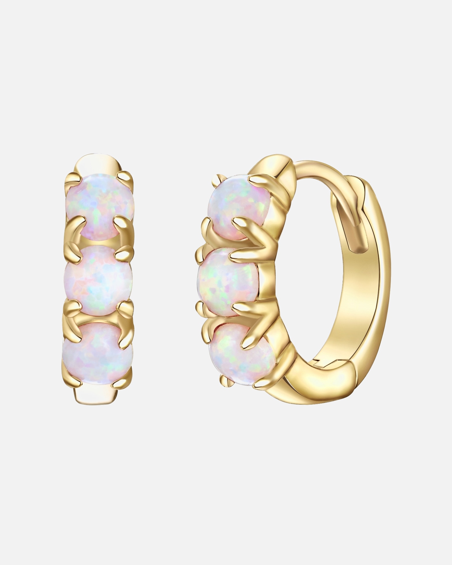 Kolczyki dla Kobieta Srebrne kolczyki kreole srebro wysokiej próby Opal (synt.) żółte złoto 10,5 mm