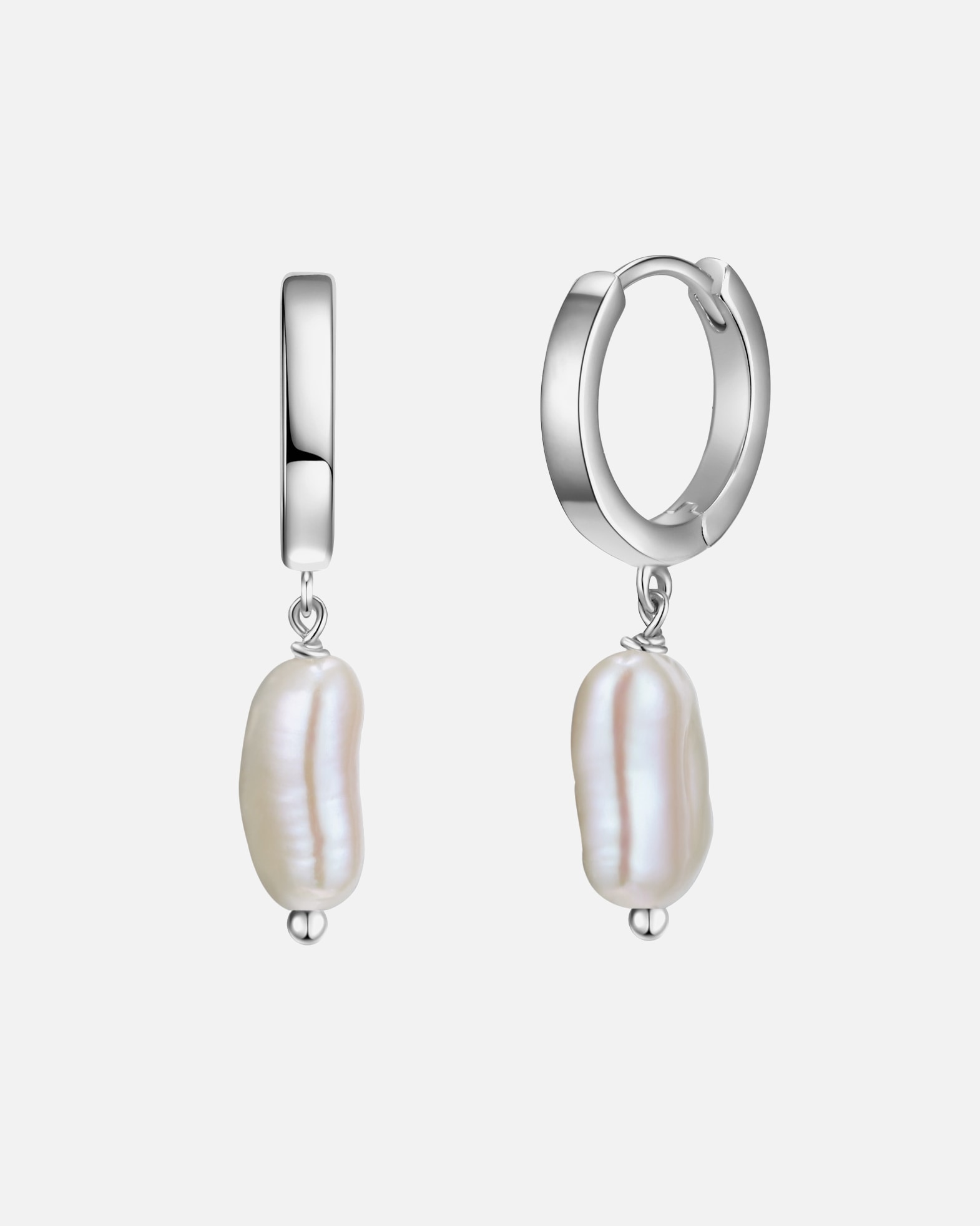 Obrączki dla Kobieta Glanzstücke München Srebrne kolczyki kreole srebro wysokiej próby Perła hodowlana słodkowodna srebrny 32,1 mm