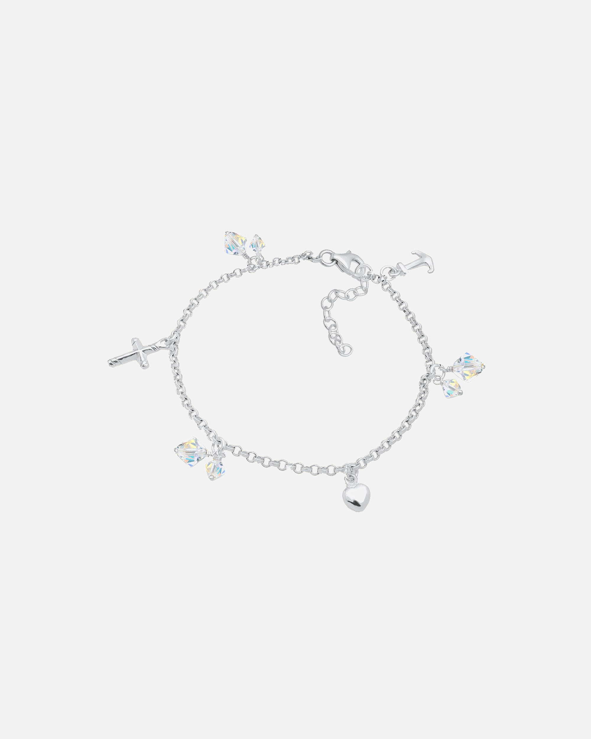 Bransoletka dla Kobieta Elli Damski Krzyż Serce Kotwica z kryształami w srebrze próby 925 Sterling Silver 19