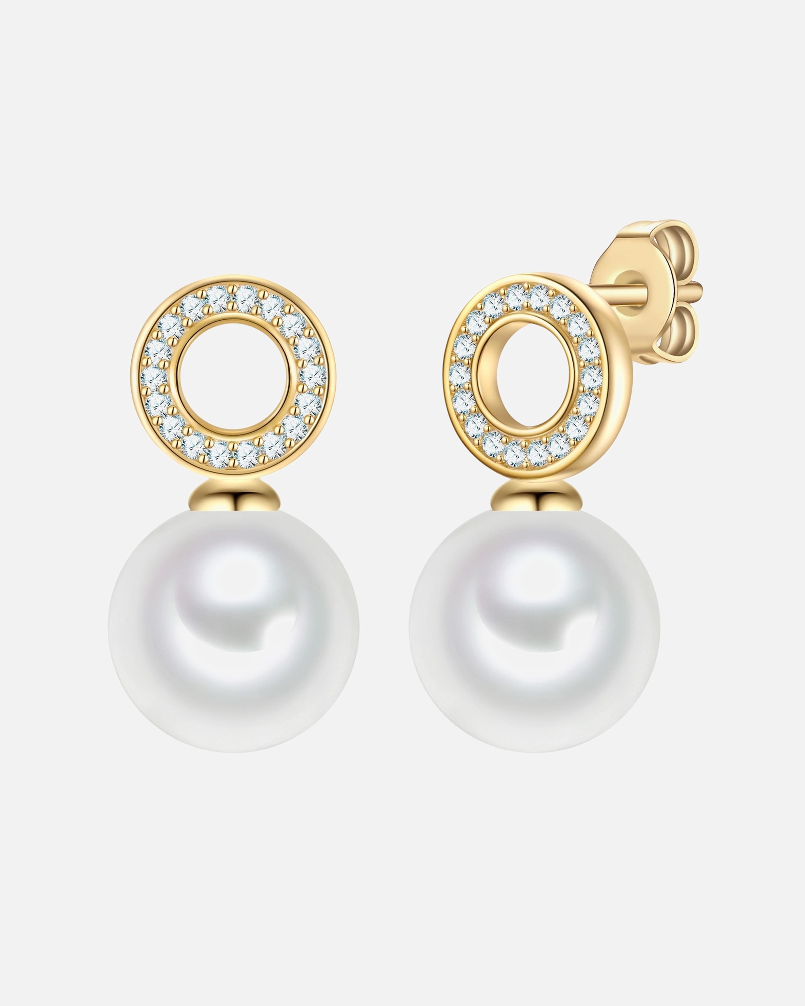 Kolczyki dla Kobieta Rafaela Donata Kolczyki z Srebra Sterling w zlocie z cyrkonia i perla muszlowa 19,4 mm