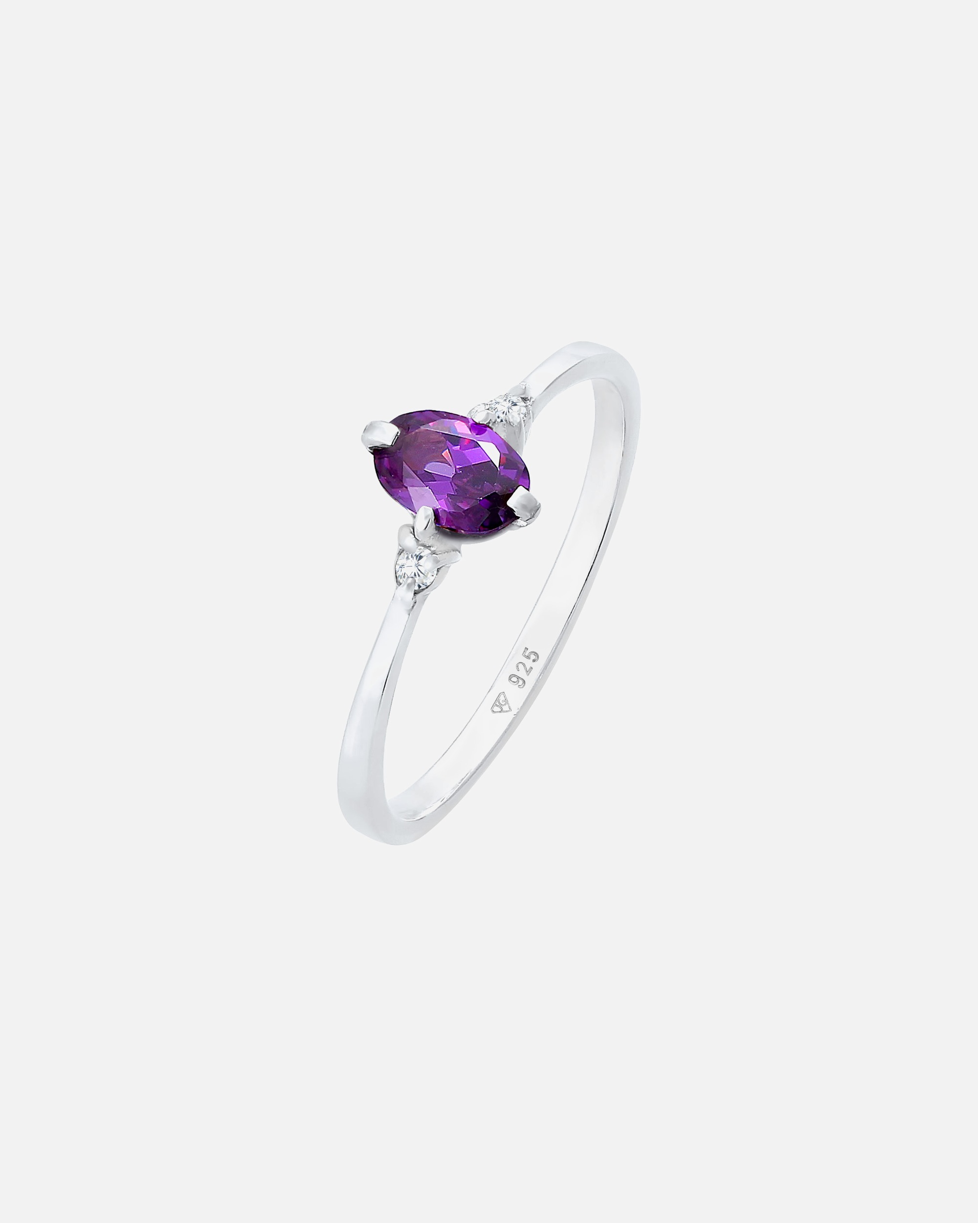 Pierścionek dla Kobieta Elli Damski soliter zaręczynowy filetowy błysk z cyrkoniami w srebrze 925 Sterling Silver 54
