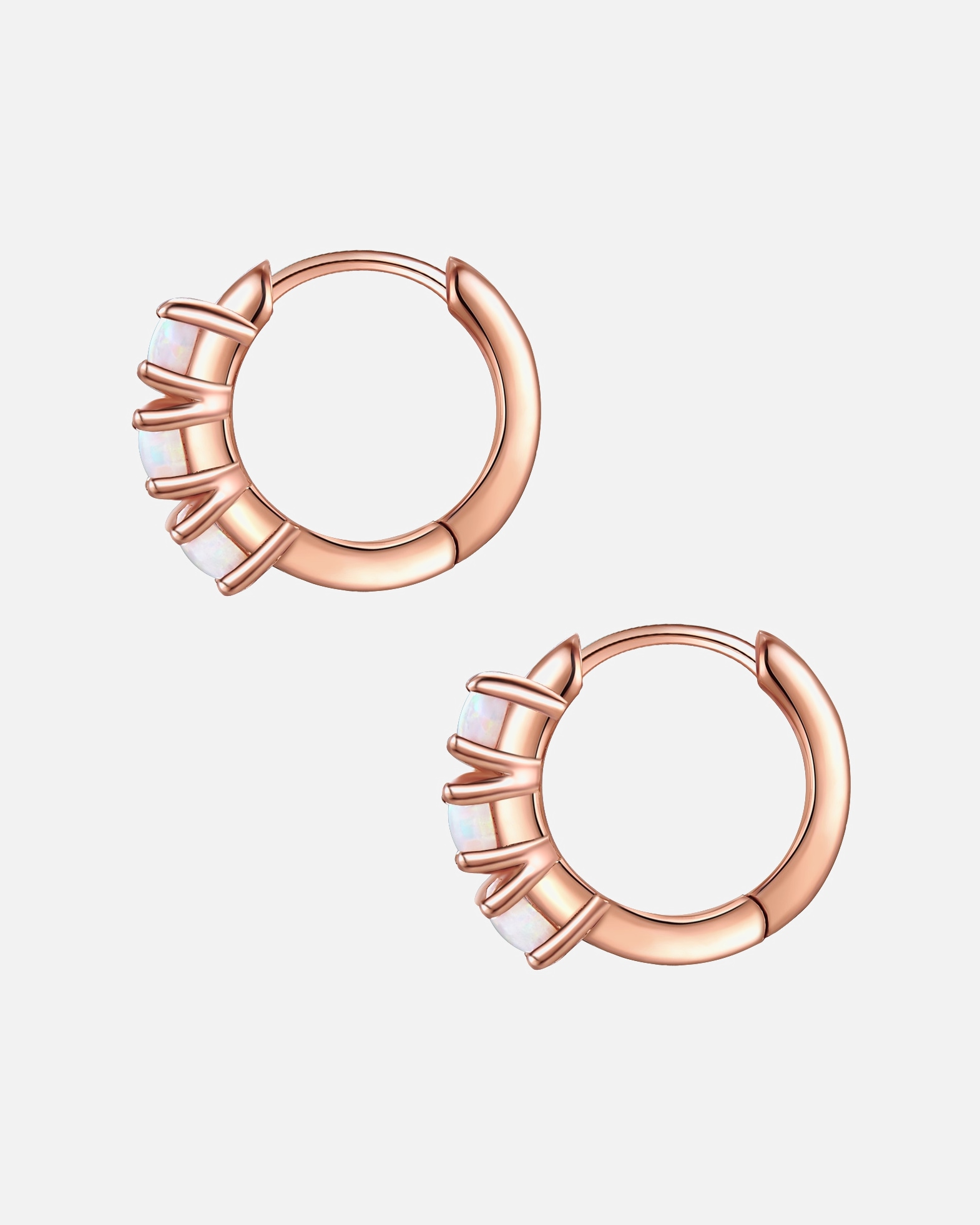 Kolczyki dla Kobieta Glanzstücke München Srebrne kolczyki kreole srebro wysokiej próby Opal (synt.) różowe złoto 10,5 mm