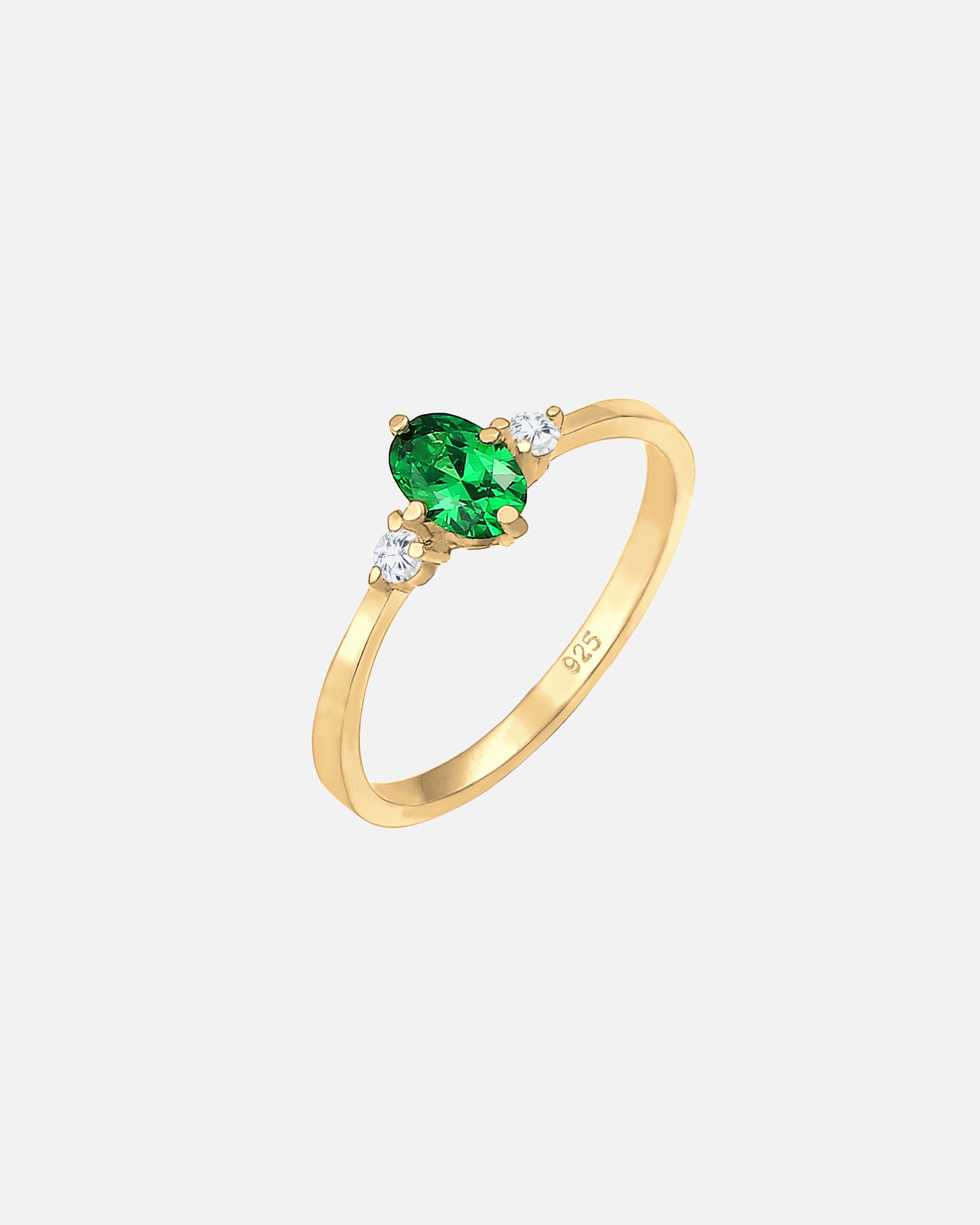 Pierścionek dla Kobieta Elli Damska obrączka elegancka z zielonymi kryształami cyrkonii w srebrze próby 925 Sterling Silver 54