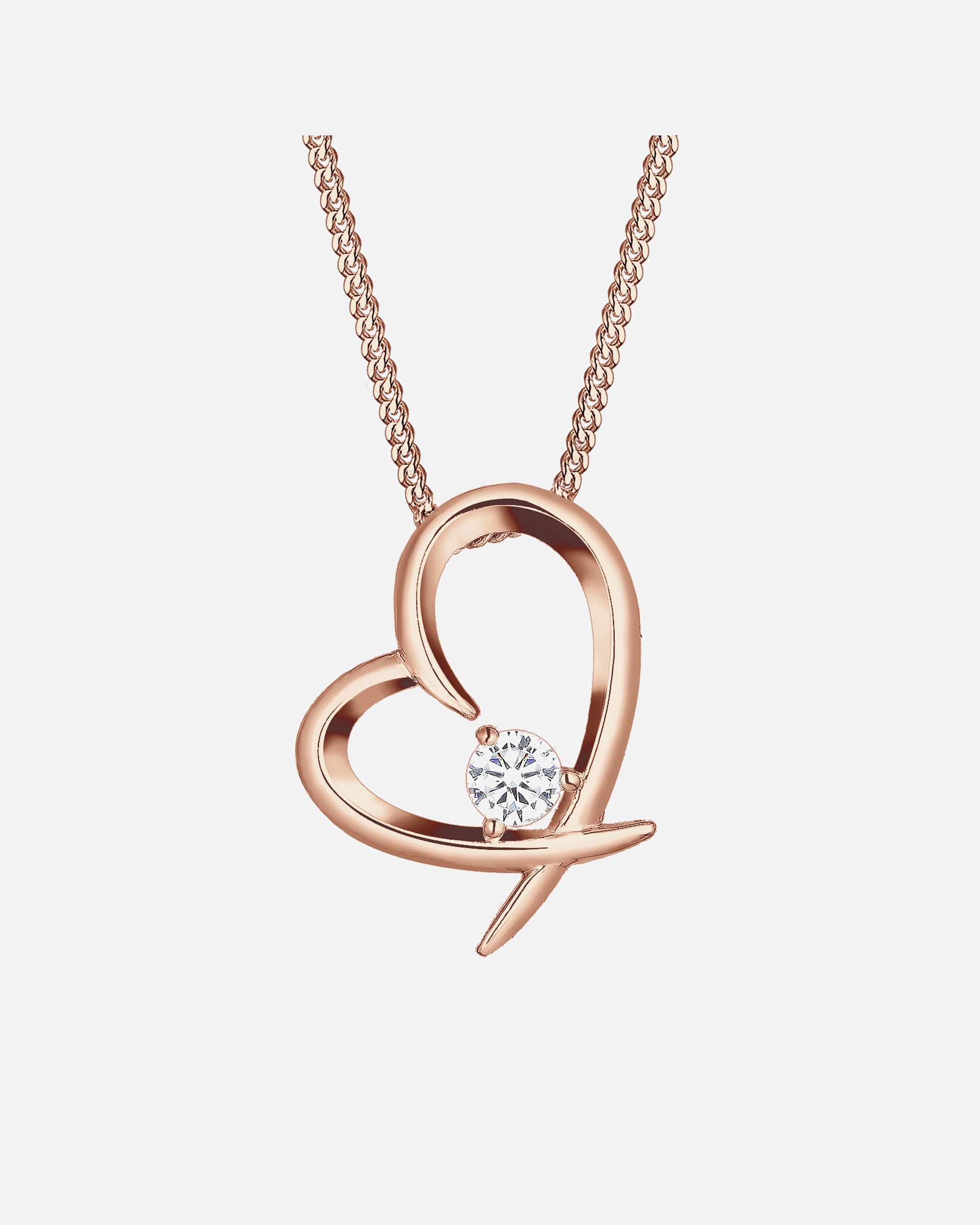 Naszyjnik dla Kobieta Elli Damskie serce zakrzywione kryształkami cyrkonu w srebra próby 925 rosefarben