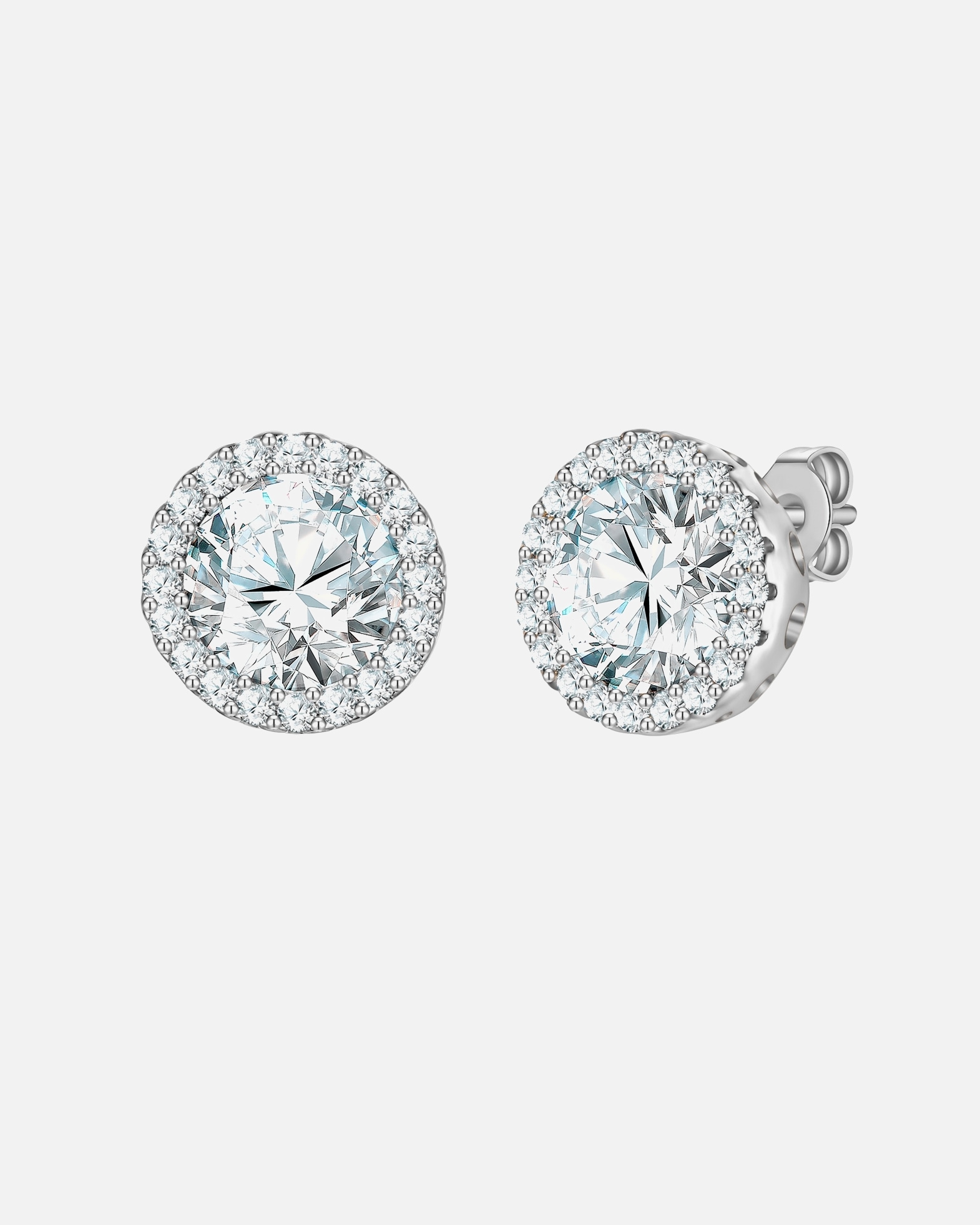 Kolczyki dla Kobieta Yokoamii Kolczyki wkretki z mosiadzu w srebrze z cyrkonia 8,8 mm