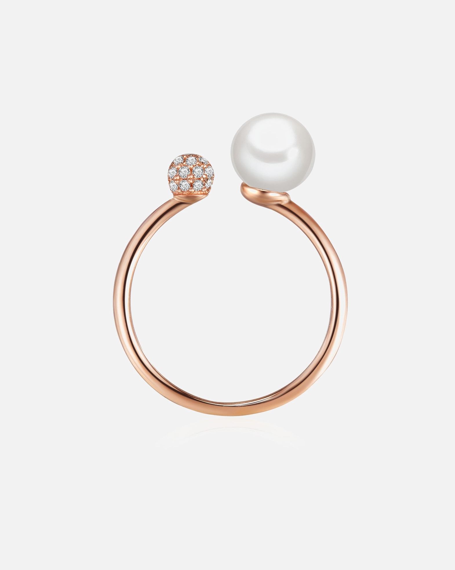 Pierścionek dla Kobieta Valero Pearls Srebrny pierścionek srebro wysokiej próby Cyrkonia Perła hodowlana słodkowodna różowe złoto 64