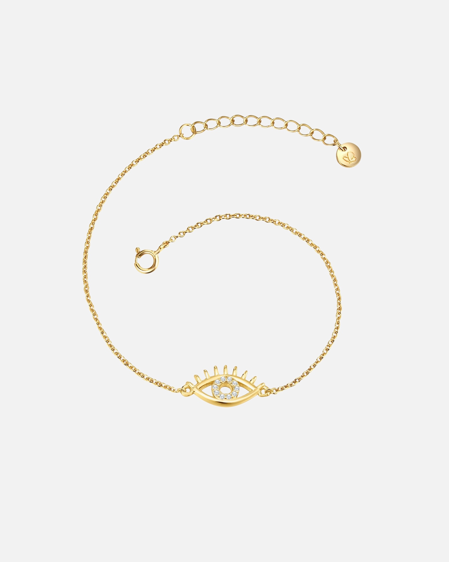 Bransoletka dla Kobieta Bransoletka Wszechwidzace oko z Srebro wysokiej próby w Żółte złoto 17,0 cm Basislänge + 3,0 cm Verlängerung