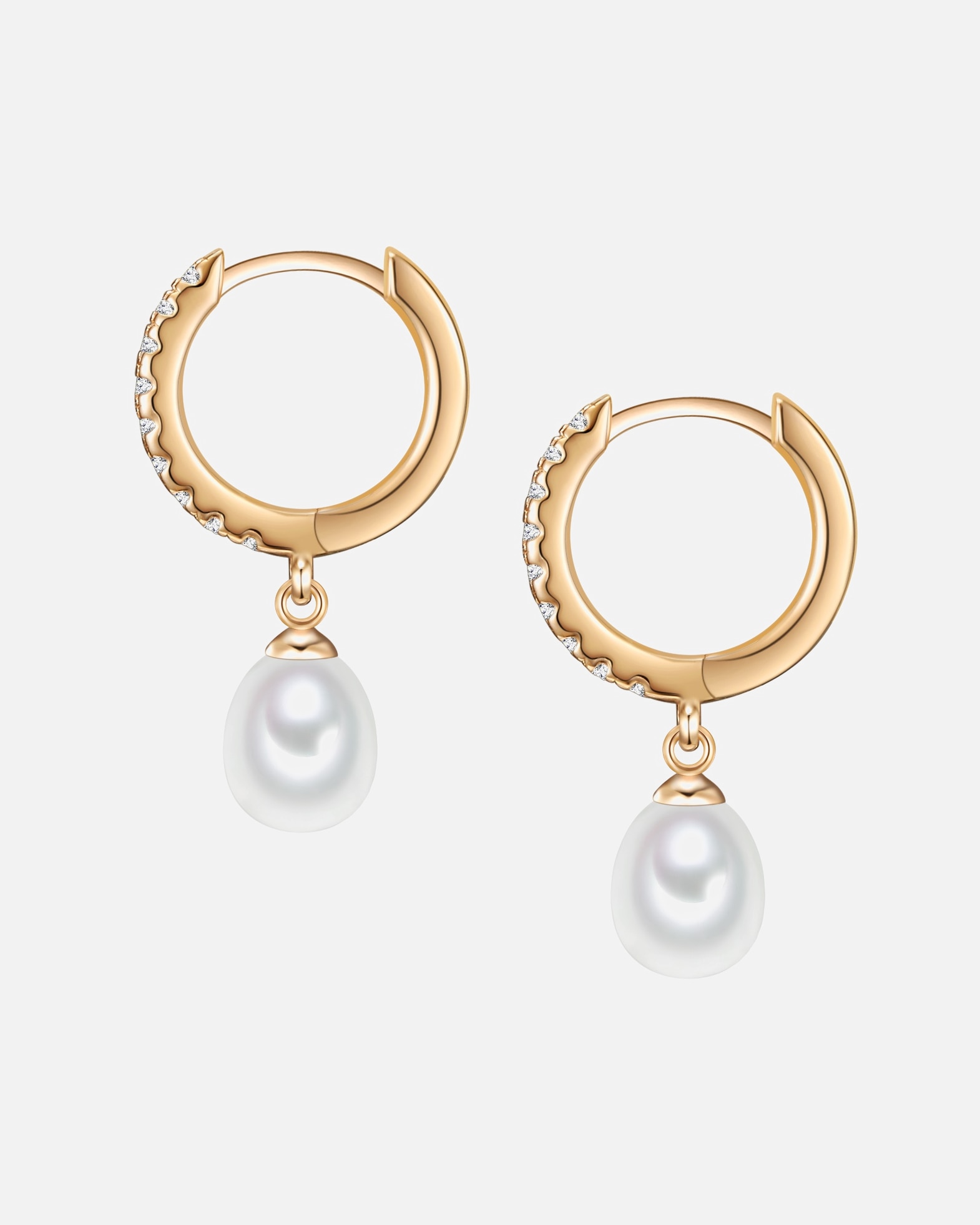 Obrączki dla Kobieta Valero Pearls Srebrne kolczyki kreole srebro wysokiej próby Cyrkonia Perła hodowlana słodkowodna żółte złoto 24,5 mm